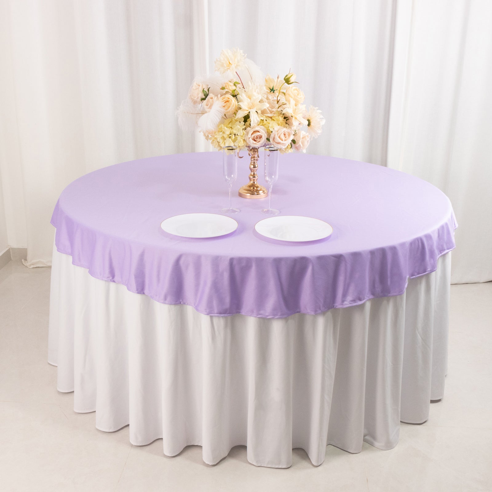 Premium Scuba Round 70 Tablecloth Lavender - Wrinkle Free & Stain Resistant Table Cover