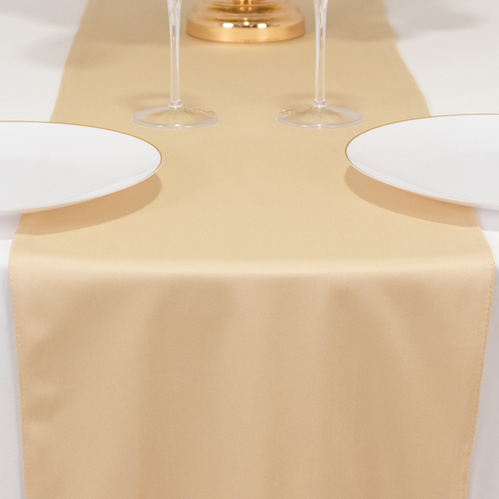 Premium Scuba Polyester 12x108 Table Runner Beige - Wrinkle-Free Table Linen