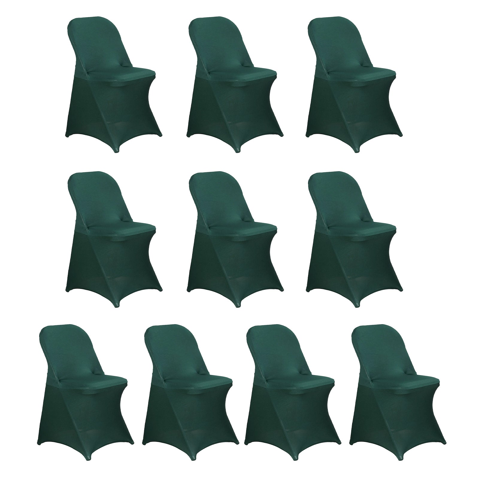 10 Pack Stretch Spandex Chair Covers Hunter Emerald Green for Folding Chairs - Durable 160GSM Fitted Slipcovers