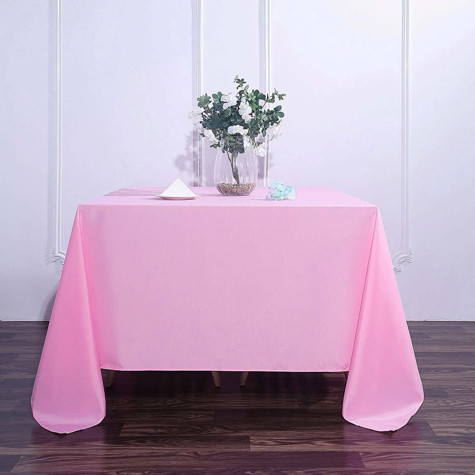 Polyester 90x90 Table Overlay Square Tablecloth Pink - Wrinkle-Resistant & Durable Table Cover