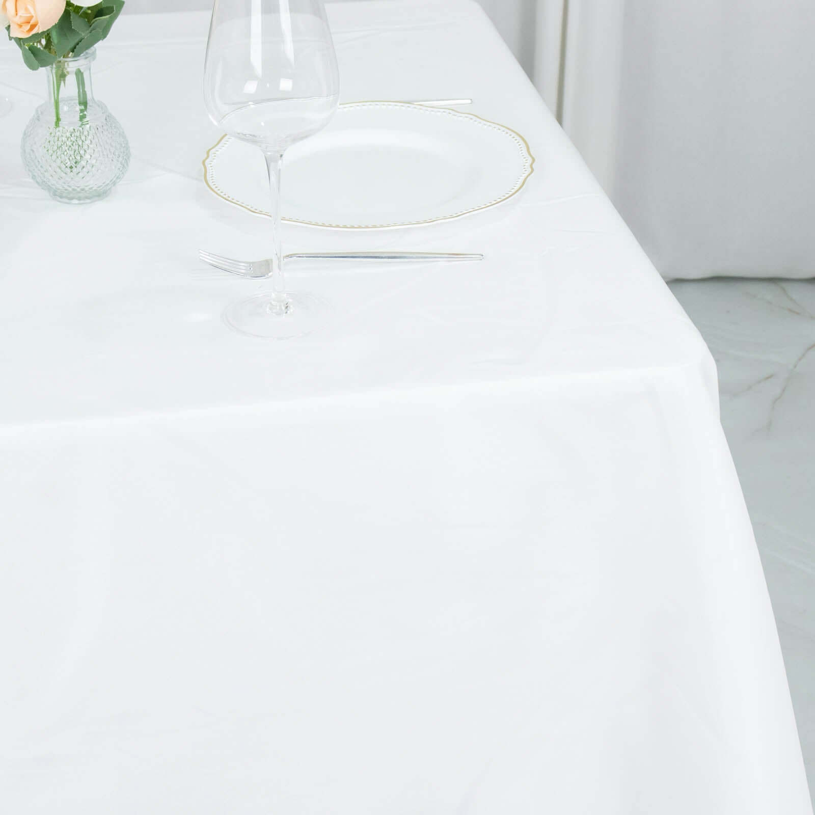 Premium Polyester Square Tablecloth 70x70 White 220GSM Wrinkle-Resistant Table Cover for Stylish Gatherings