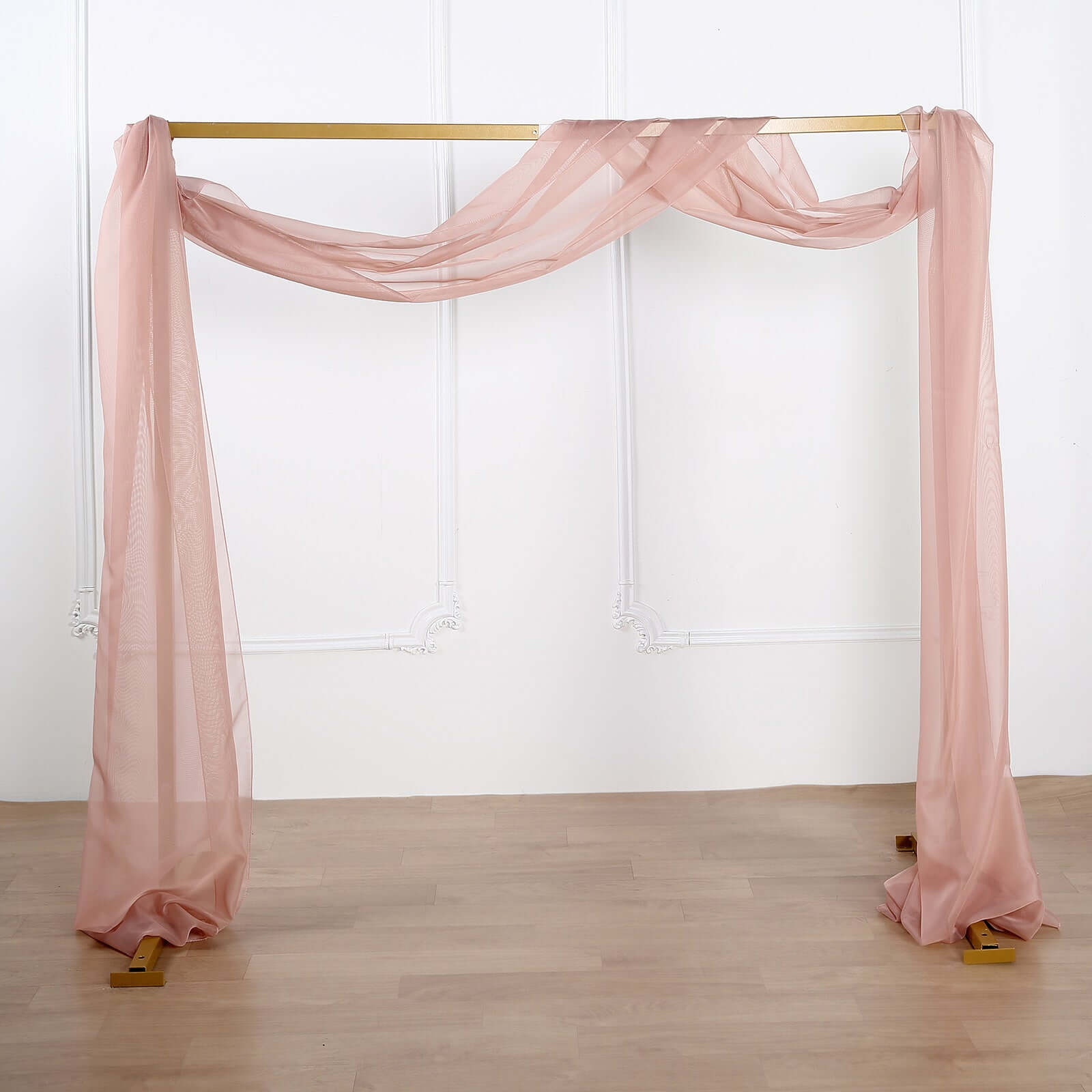 18ft Dusty Rose Sheer Organza Wedding Arch Drapery Fabric, Window Scarf Valance