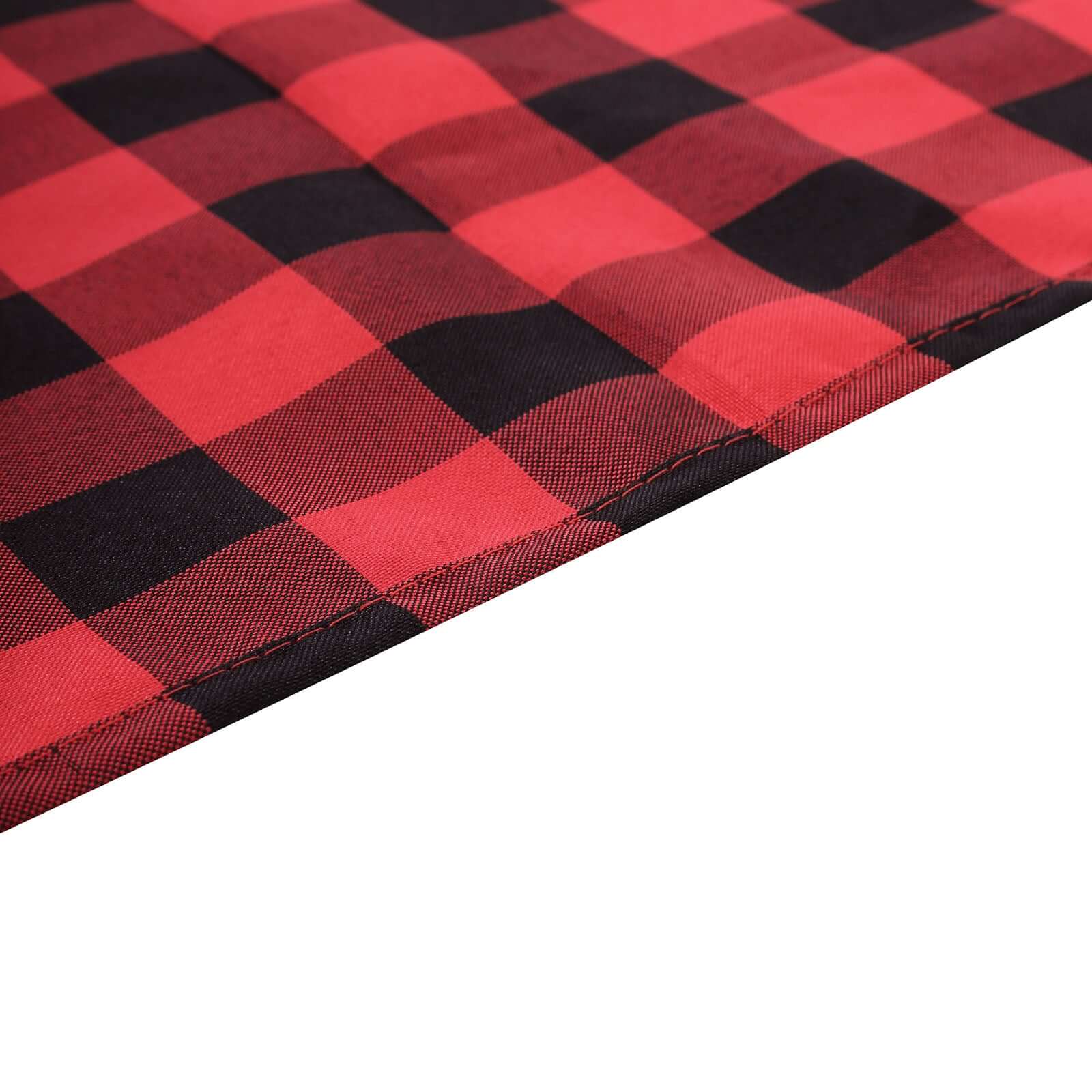 Polyester 60x126 Rectangle Tablecloth Black/Red - Buffalo Plaid Checkered Table Cover