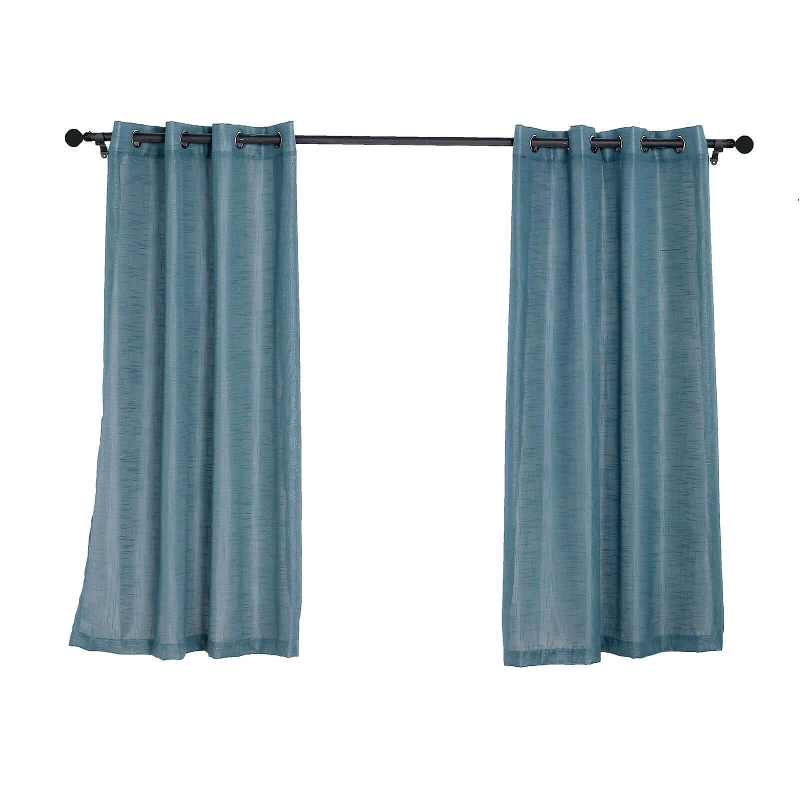 2 Pack Handmade Light Blue Faux Linen Curtains 52x64, Curtain Panels With Chrome Grommets