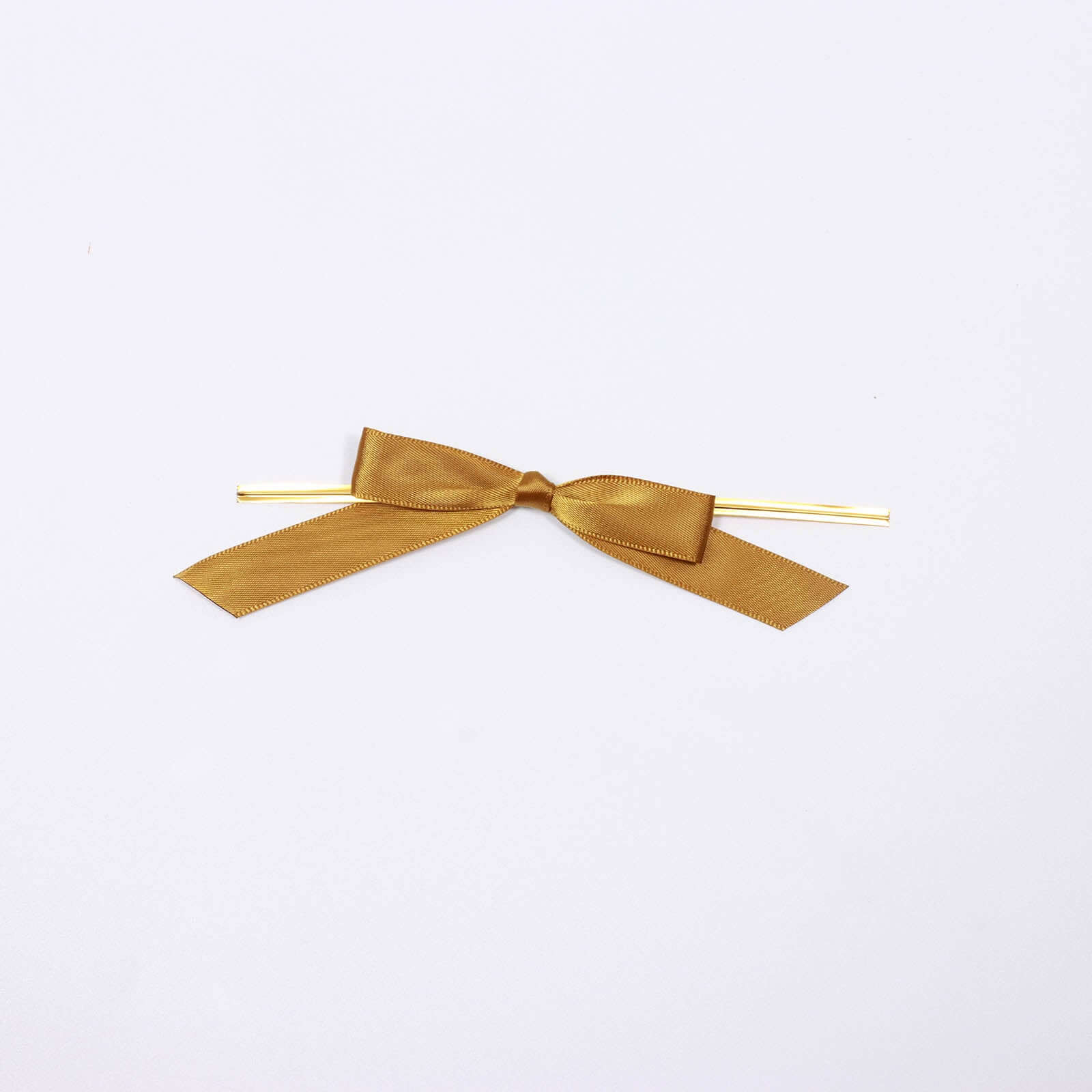 50 Pcs 3 Satin Ribbon Bows With Twist Ties, Gift Basket Party Favor Bags Decor - Gold Classic Style