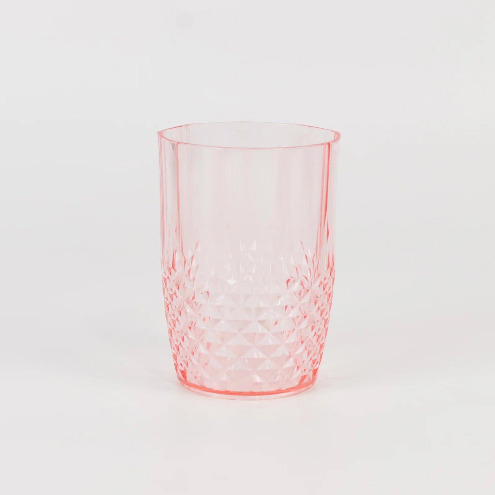 6-Pack Plastic Short Tumblers Transparent Blush Crystal Cut Style - Reusable All-Purpose Glasses 16oz