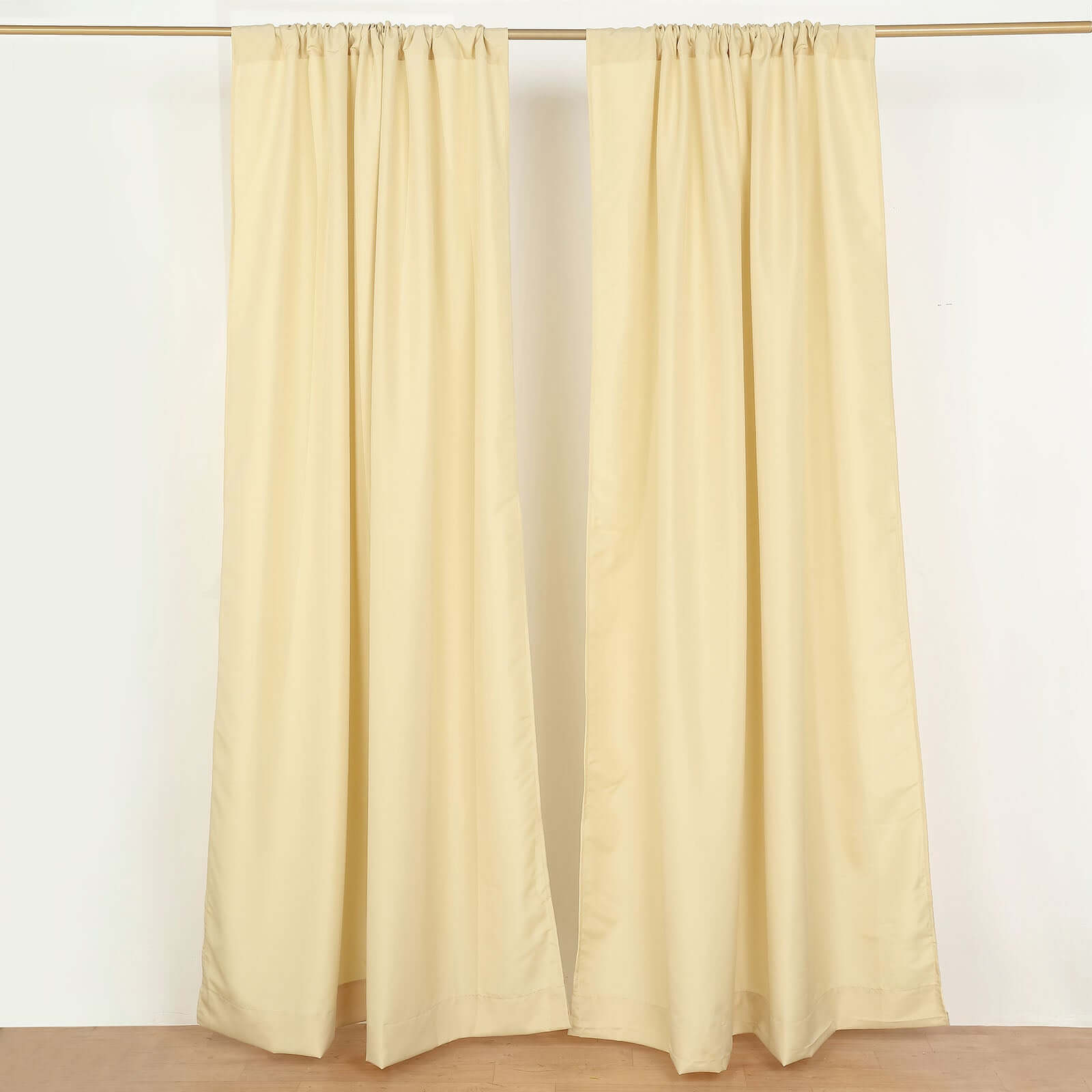 2 Pack Champagne Polyester Event Curtain Drapes, 10ftx8ft Backdrop Event Panels With Rod Pockets 130 GSM