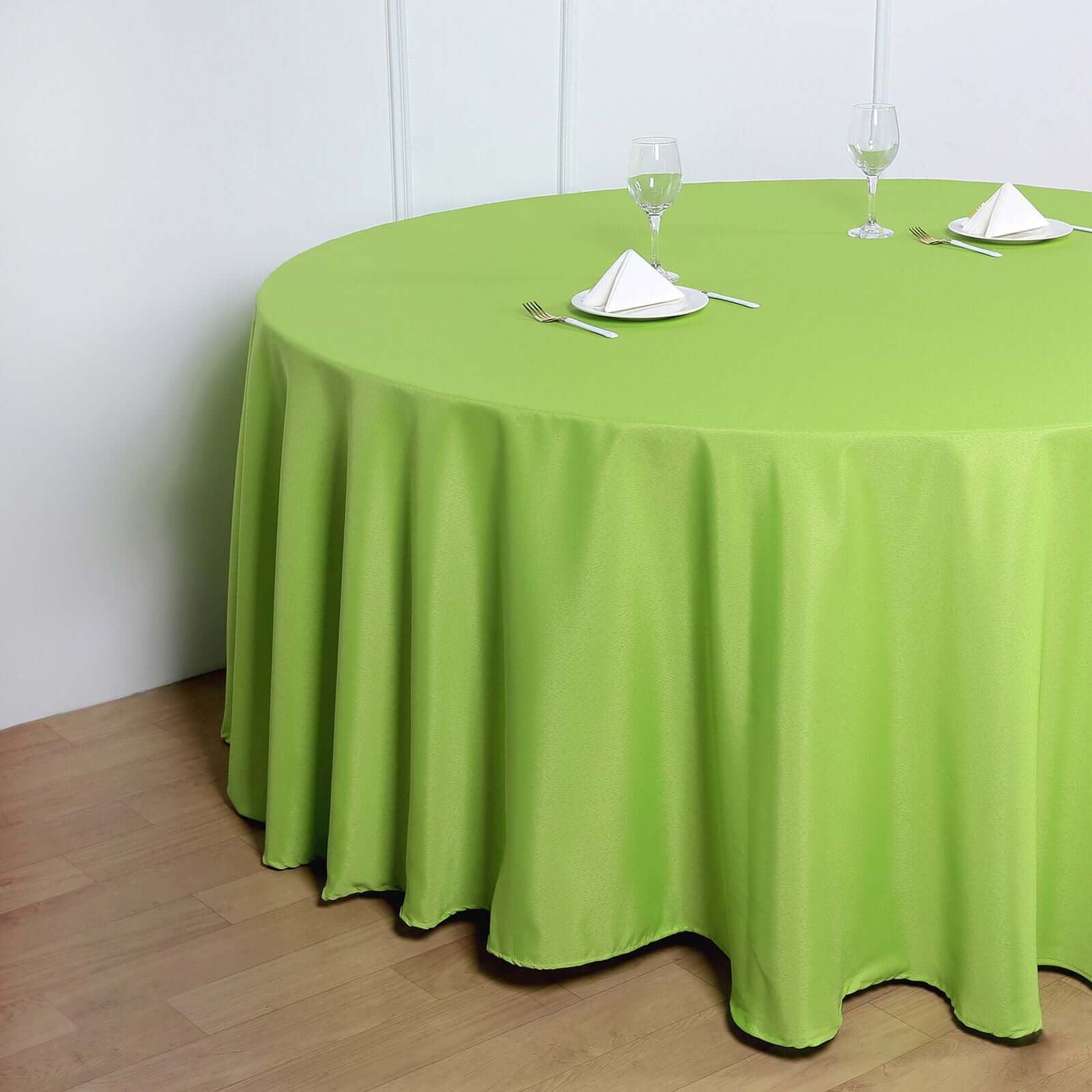 Polyester 120 Round Tablecloth Apple Green - Seamless Wrinkle-Resistant Table Cover