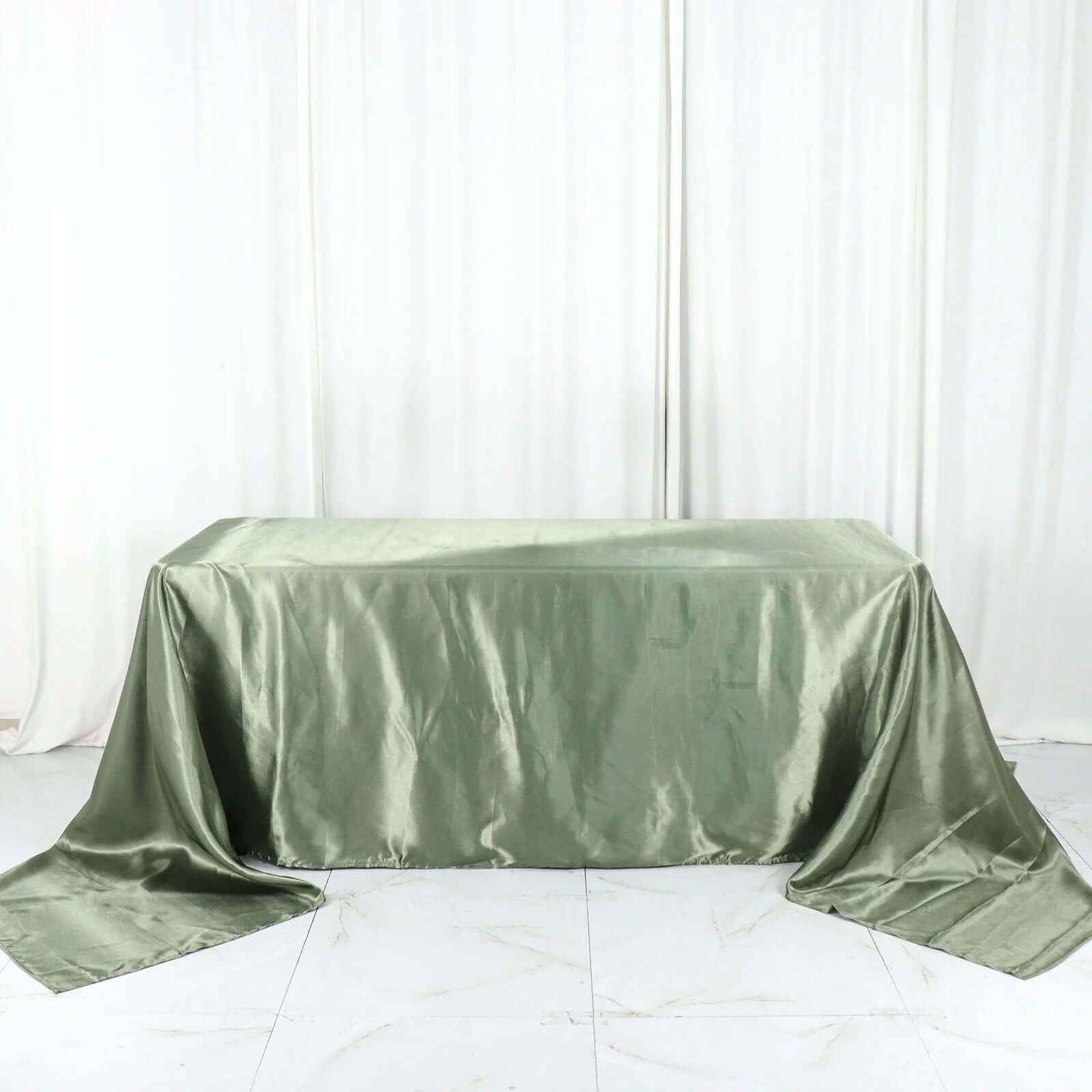 Satin Rectangular 90x156 Tablecloth Dusty Sage Green - Seamless Table Cover