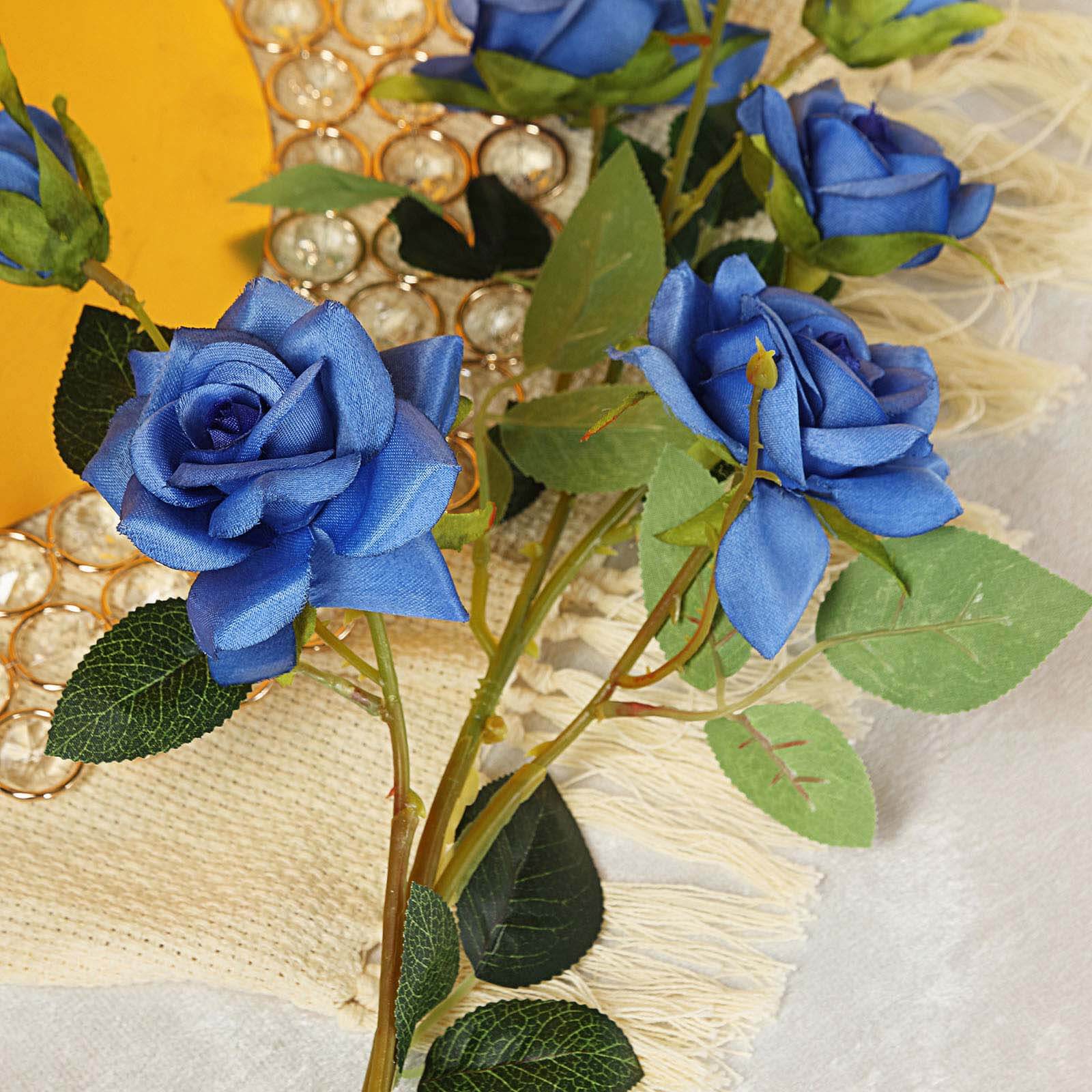 2 Stems 38 Tall Royal Blue Artificial Silk Rose Flower Bouquet Bush