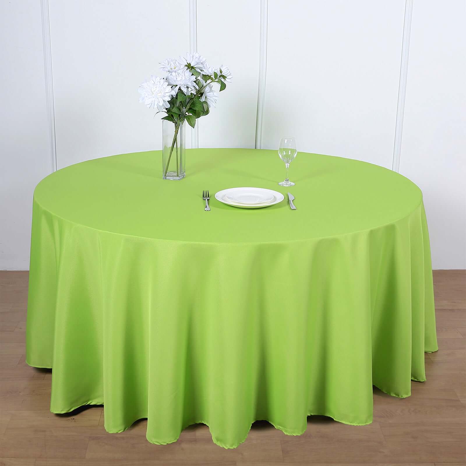 Polyester 120 Round Tablecloth Apple Green - Seamless Wrinkle-Resistant Table Cover