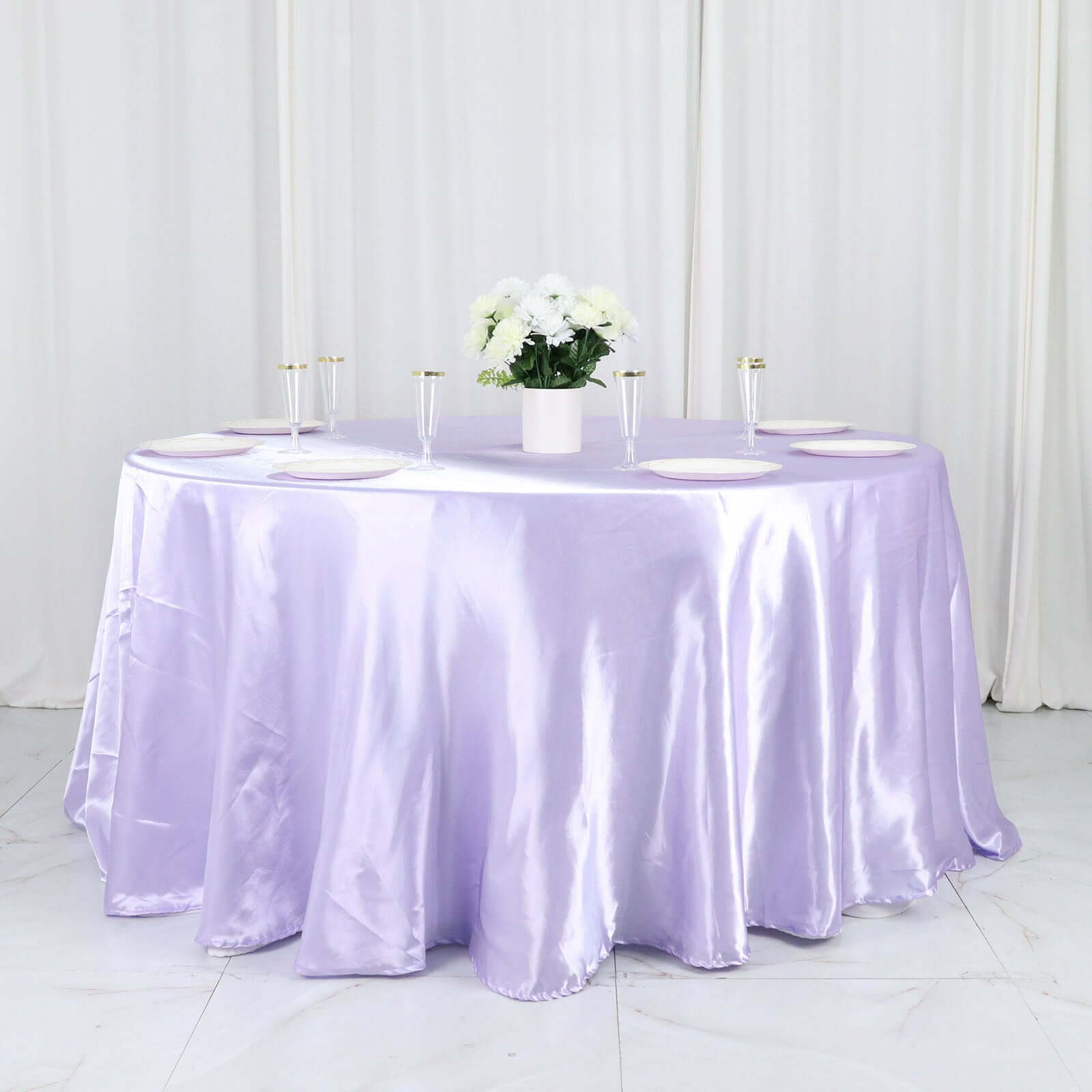 Satin 120 Round Tablecloth Lavender Lilac - Stylish Seamless Table Cover