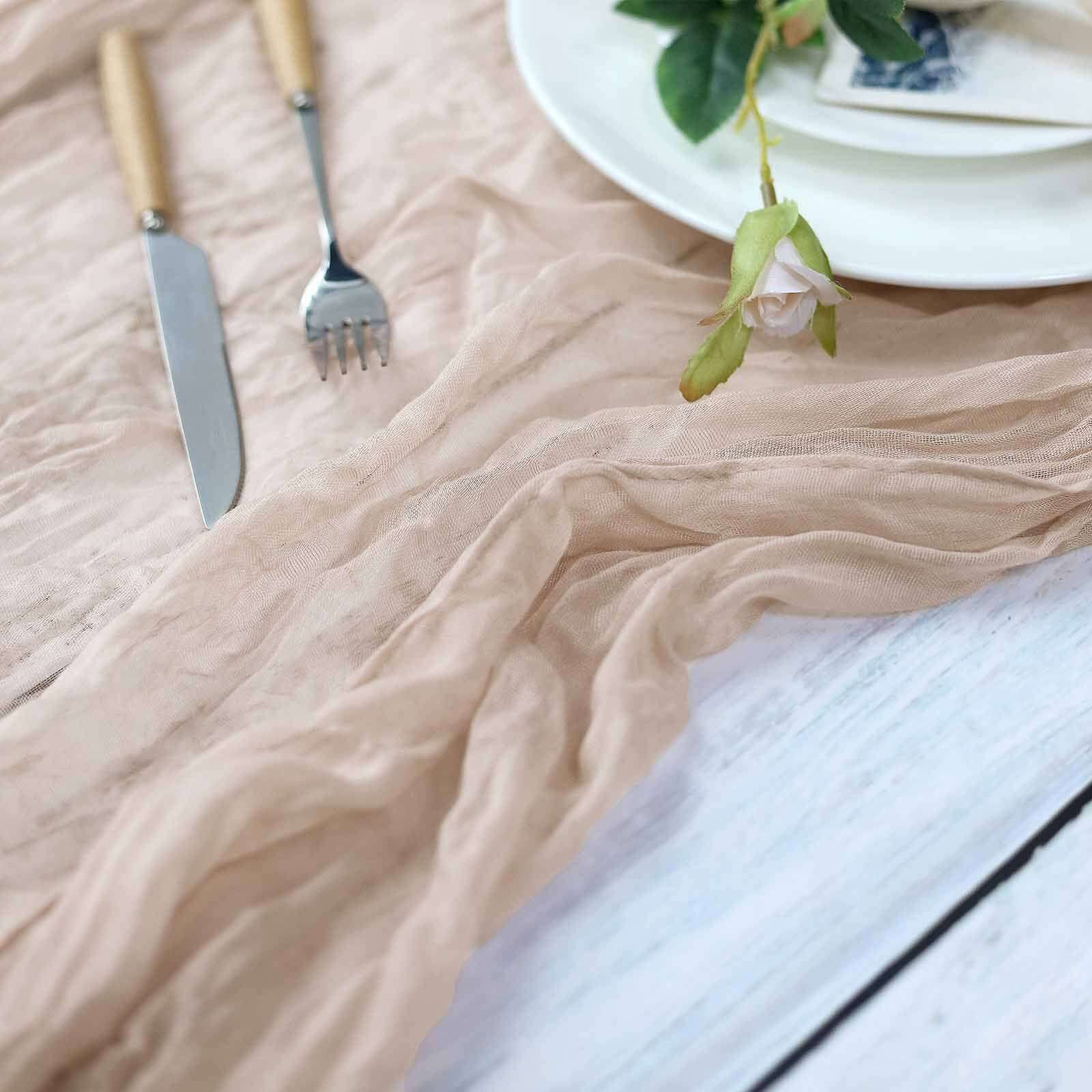 Gauze Cheesecloth 10ft Table Runner Nude - Rustic Boho Style