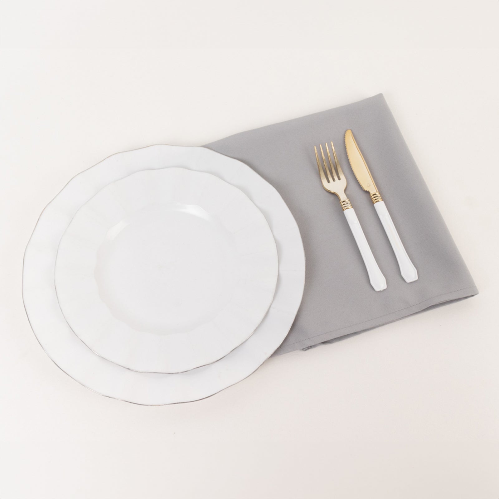 5 Pack Premium Polyester 20x20 Napkins Silver - Wrinkle-Resistant & Durable Dinner Napkins