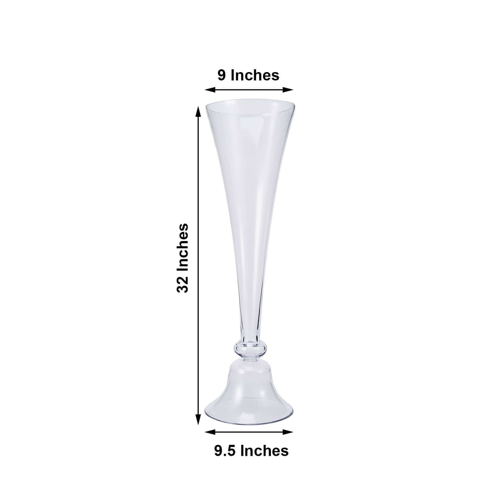 Set of 2 Glass Trumpet Vases Reversible Clarinet Style Clear - Stylish Flower Centerpieces for Events 32