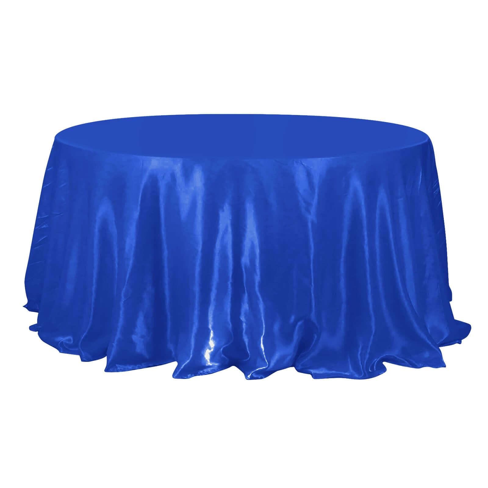 Satin 132 Round Tablecloth Royal Blue - Stylish Seamless Table Cover