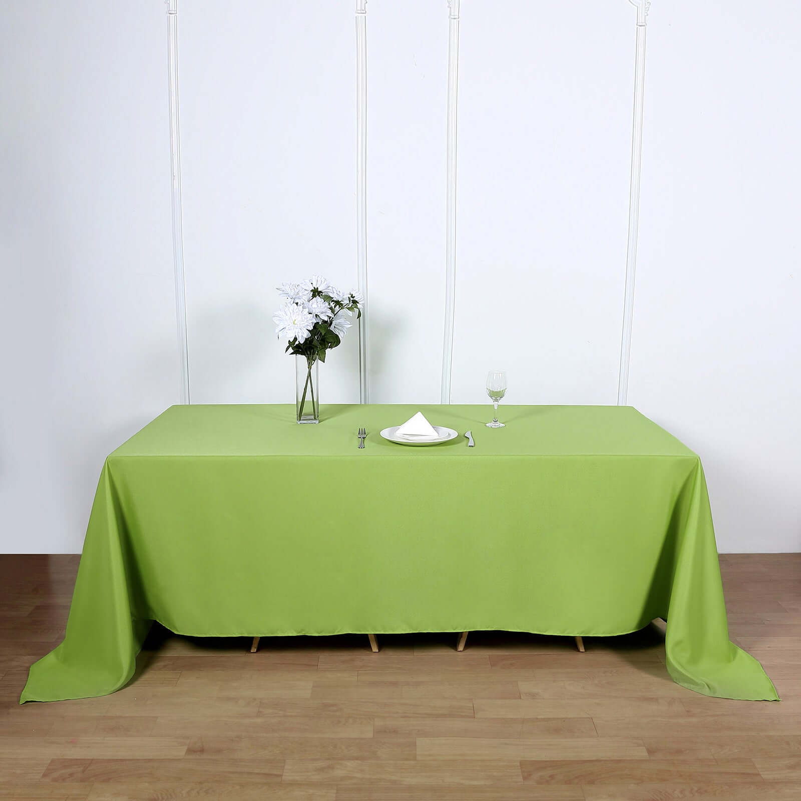 Polyester 90x132 Rectangle Tablecloth Apple Green - Seamless Wrinkle-Resistant Table Cover