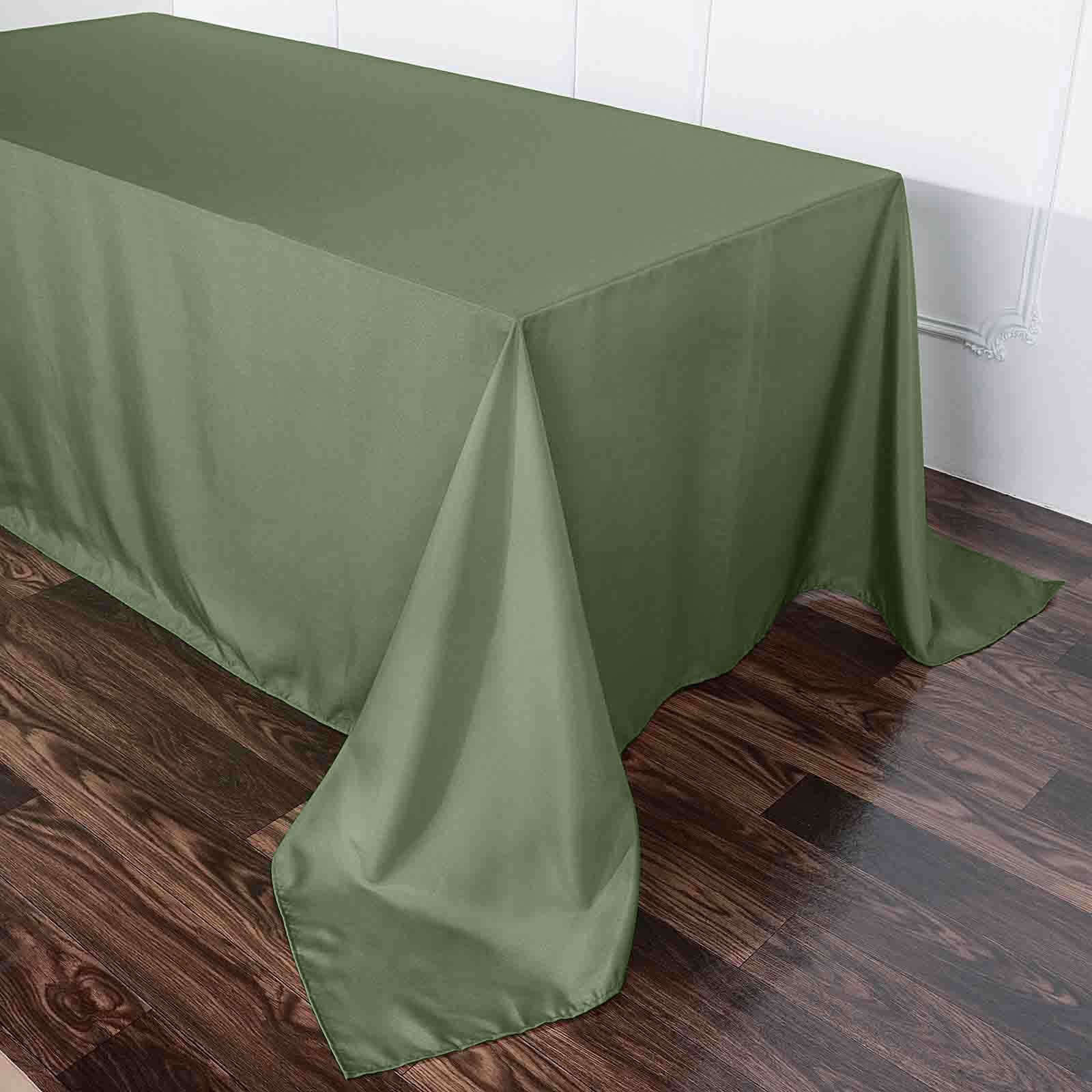 Polyester 90x132 Rectangle Tablecloth Olive Green - Seamless Wrinkle-Resistant Table Cover