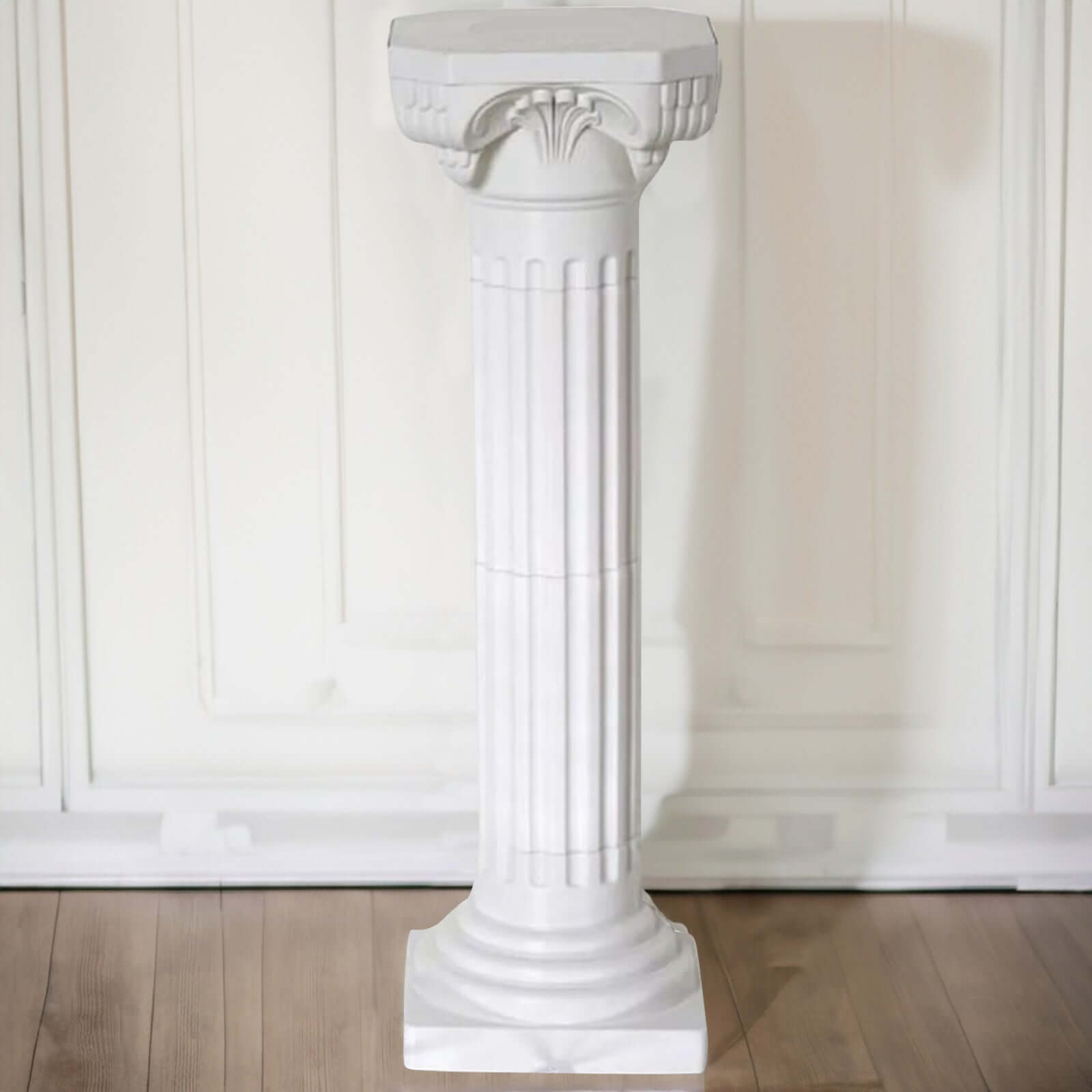 4 Pack 34 White Height Adjustable Empirical Roman Inspired Pedestal Column Plant Stand - PVC