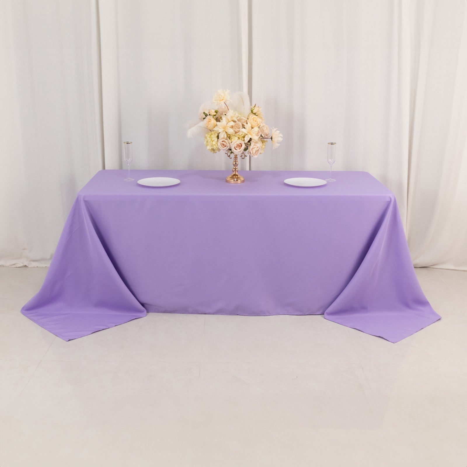 Premium Polyester 90x132 Rectangle Tablecloth Lavender Lilac - Seamless 220GSM Stain-Resistant Table Cover