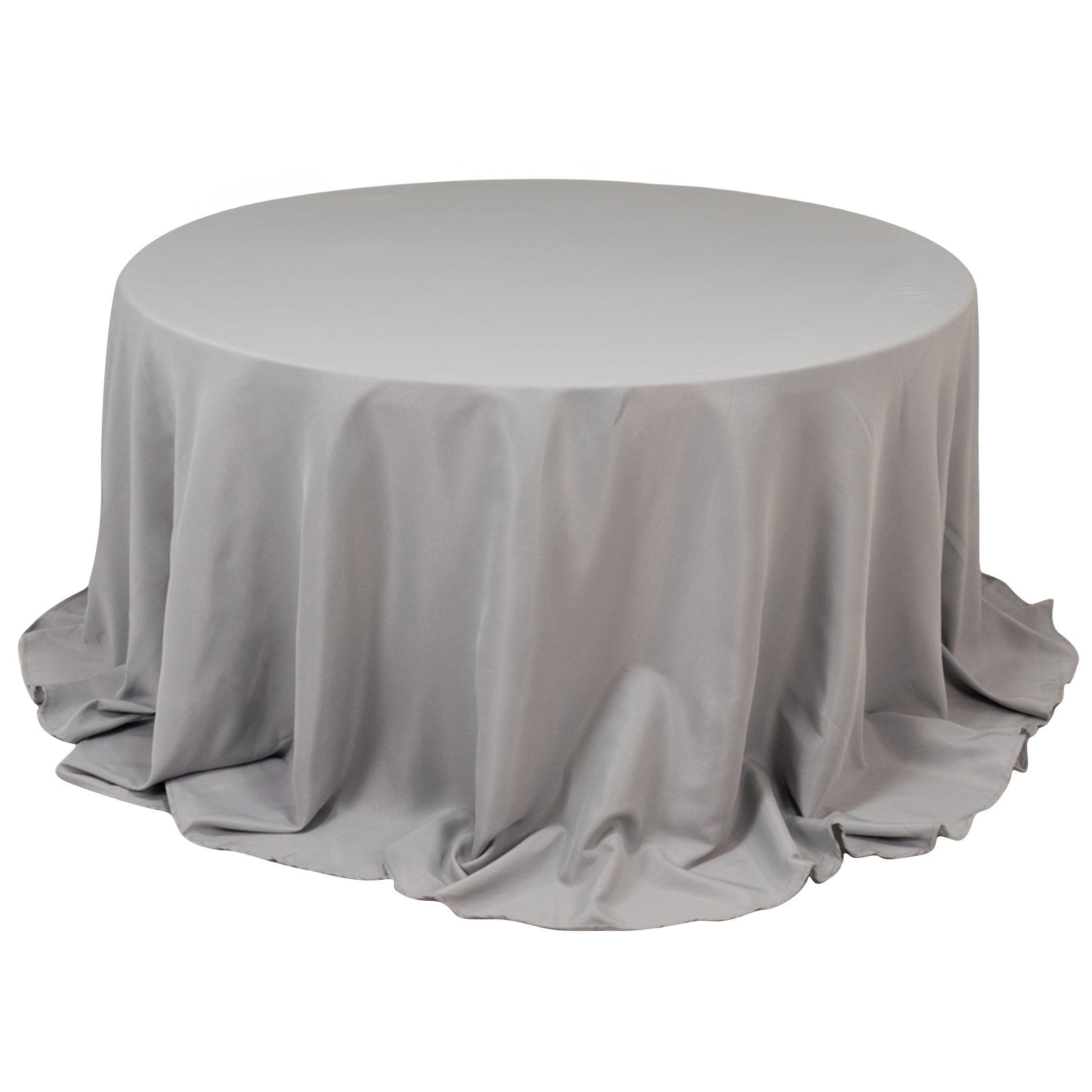 Premium Polyester 132 Round Tablecloth Silver - Seamless 220GSM Wrinkle-Resistant Table Cover