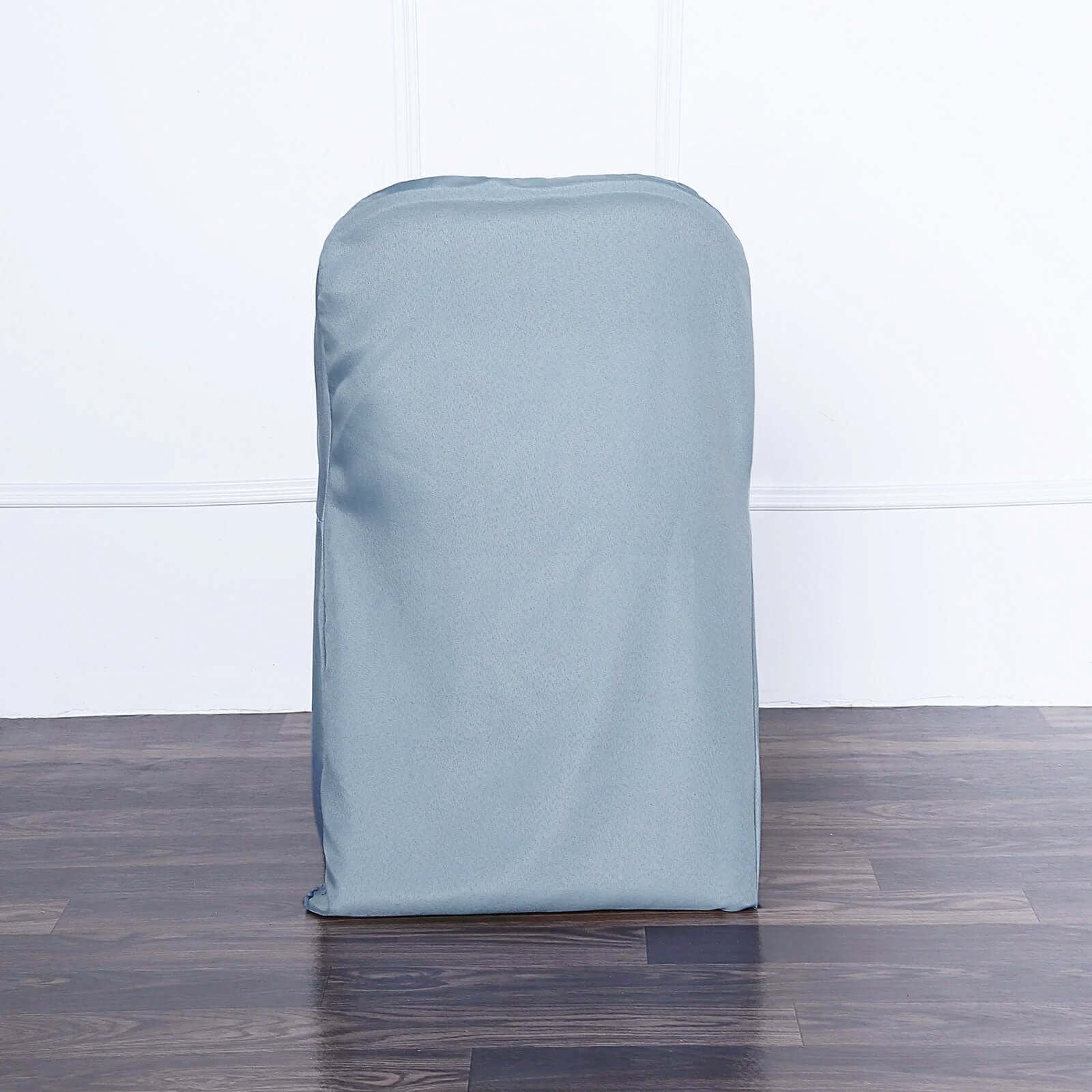 10 Pack Polyester Chair Covers for Folding Chairs Dusty Blue - Wrinkle-Free Stain-Resistant Slip-On Slipcovers