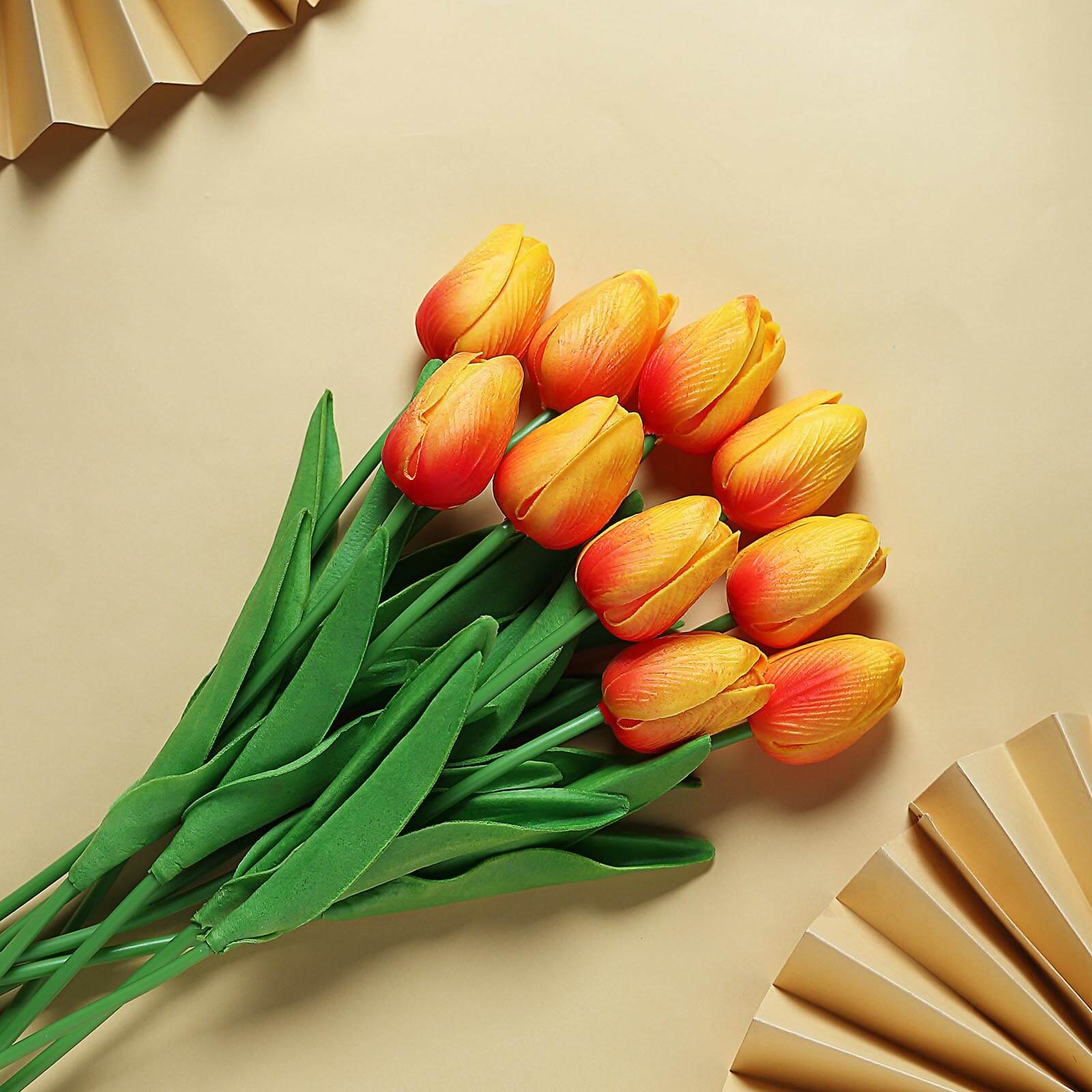 10 Stems 13 Orange Real Touch Artificial Foam Tulip Flower Bouquets