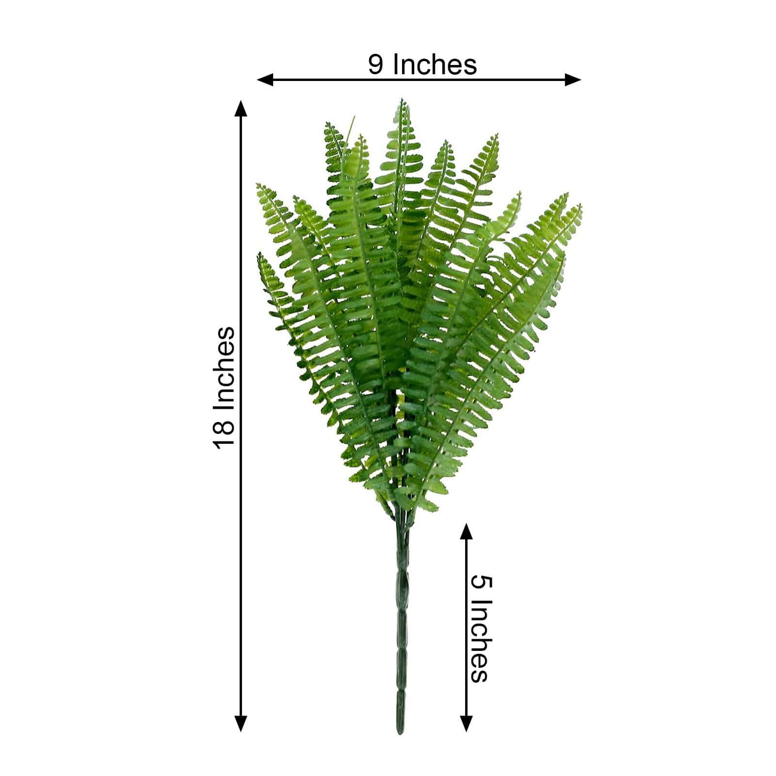 2 Stems 18 Green Artificial Boston Fern Leaf Plant Indoor Faux Spray