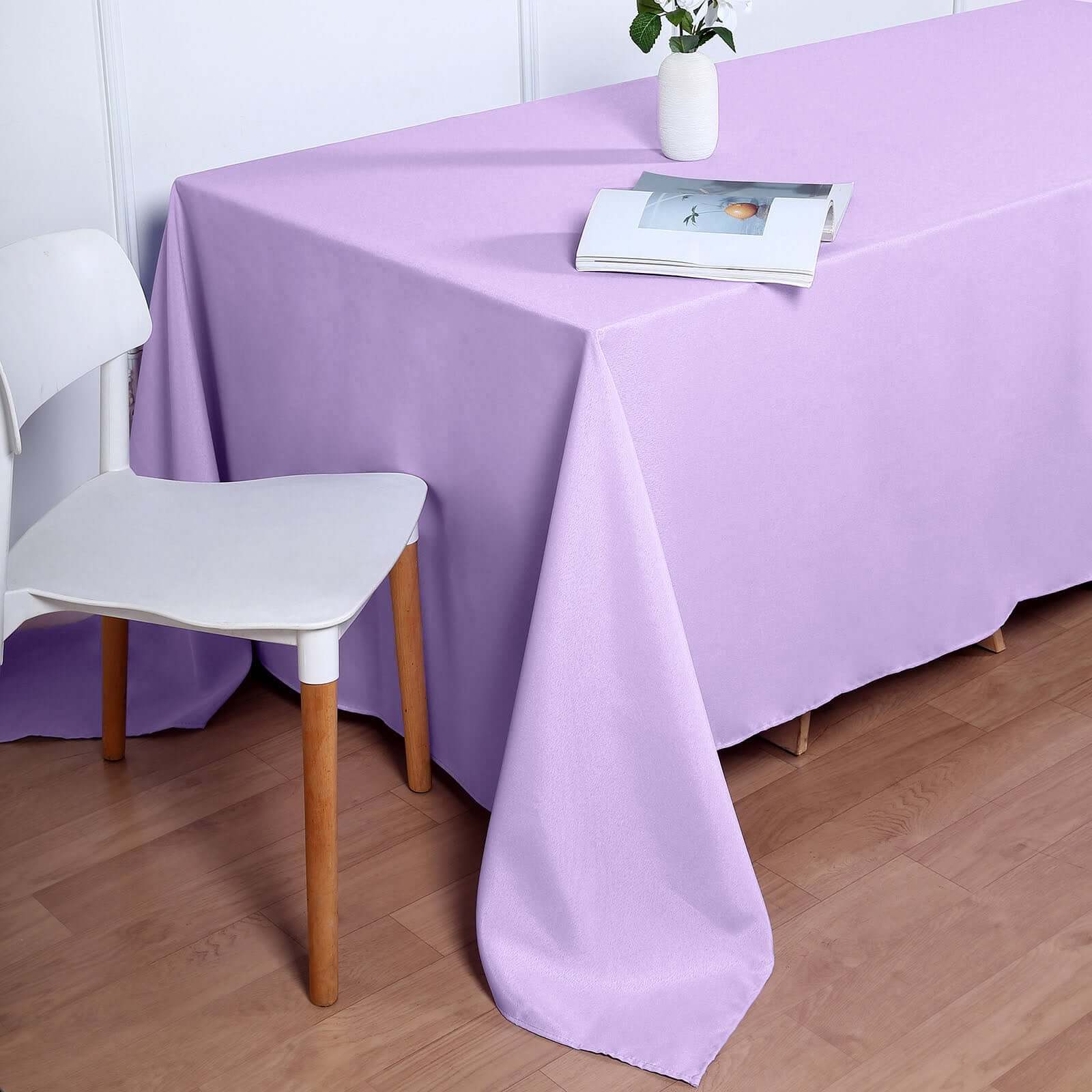 Polyester 90x132 Rectangle Tablecloth Lavender Lilac - Seamless Wrinkle-Resistant Table Cover