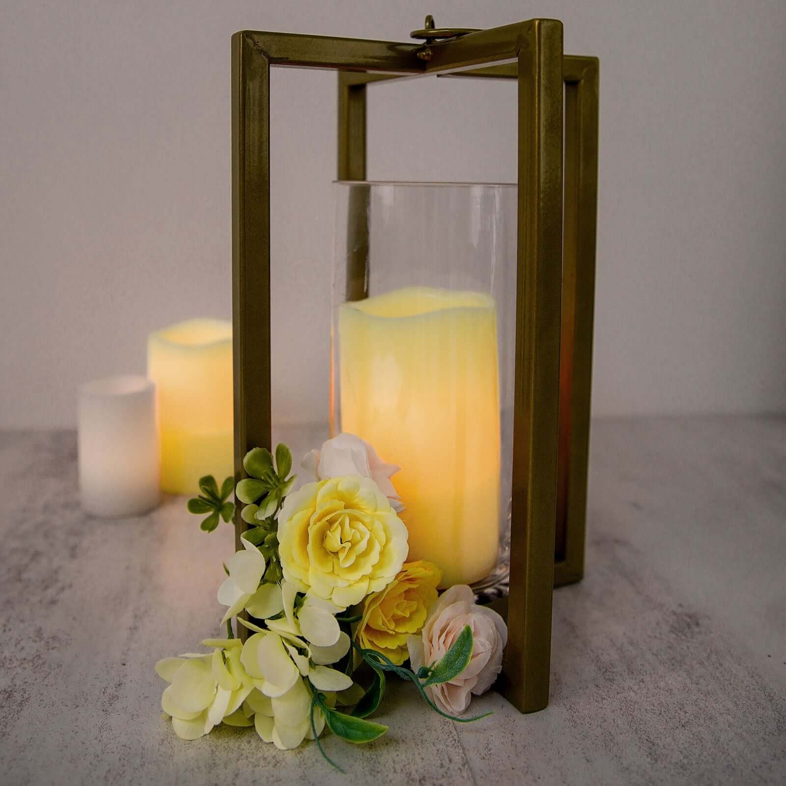 Lantern Candle Holder Gold Metal Geometric Cross Bar Design - Suitable for Modern Home and Event Centerpieces 11