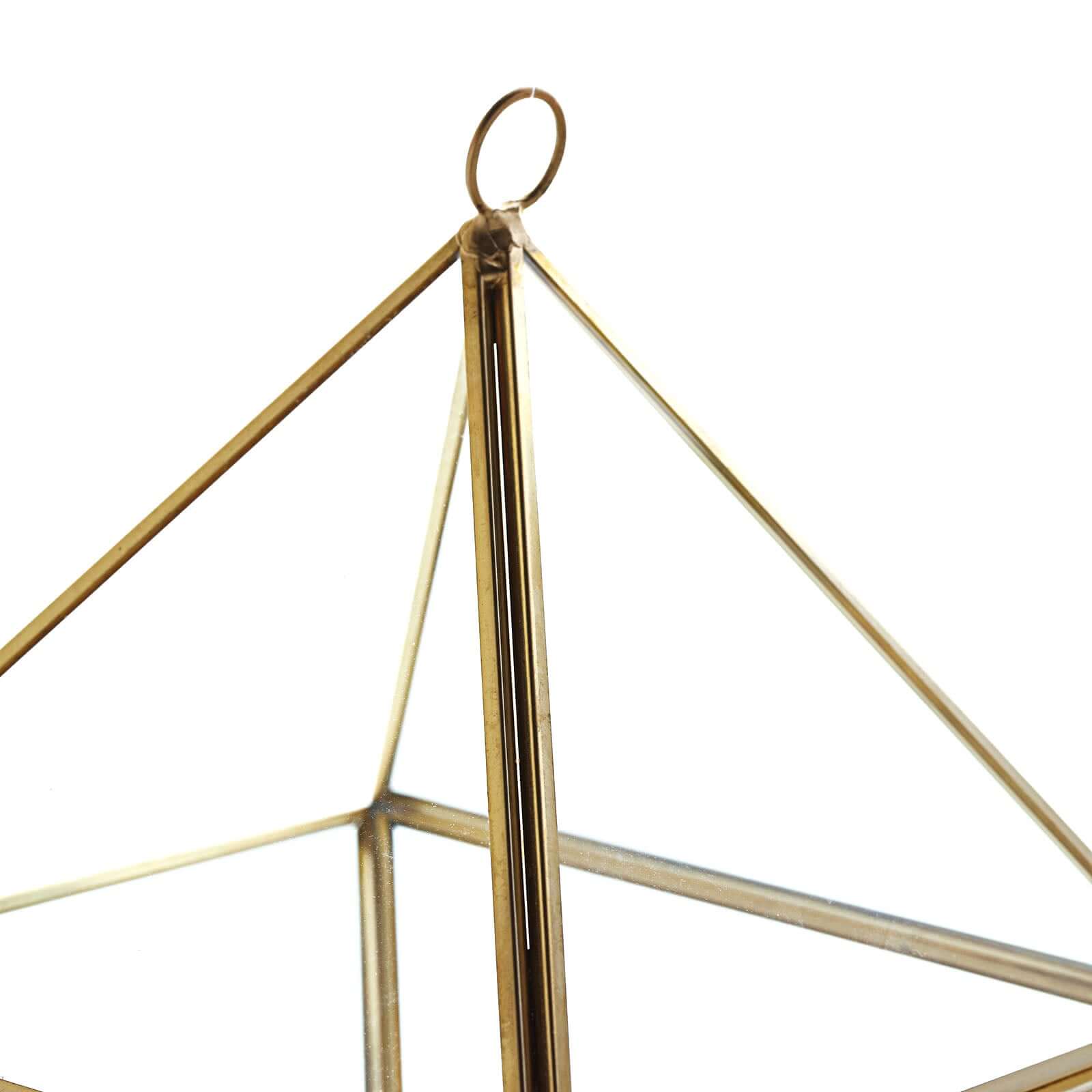 Glass Terrarium Hanging Diamond Prism Design Metal Gold - Geometric Holder for Air Plants & Displays 9