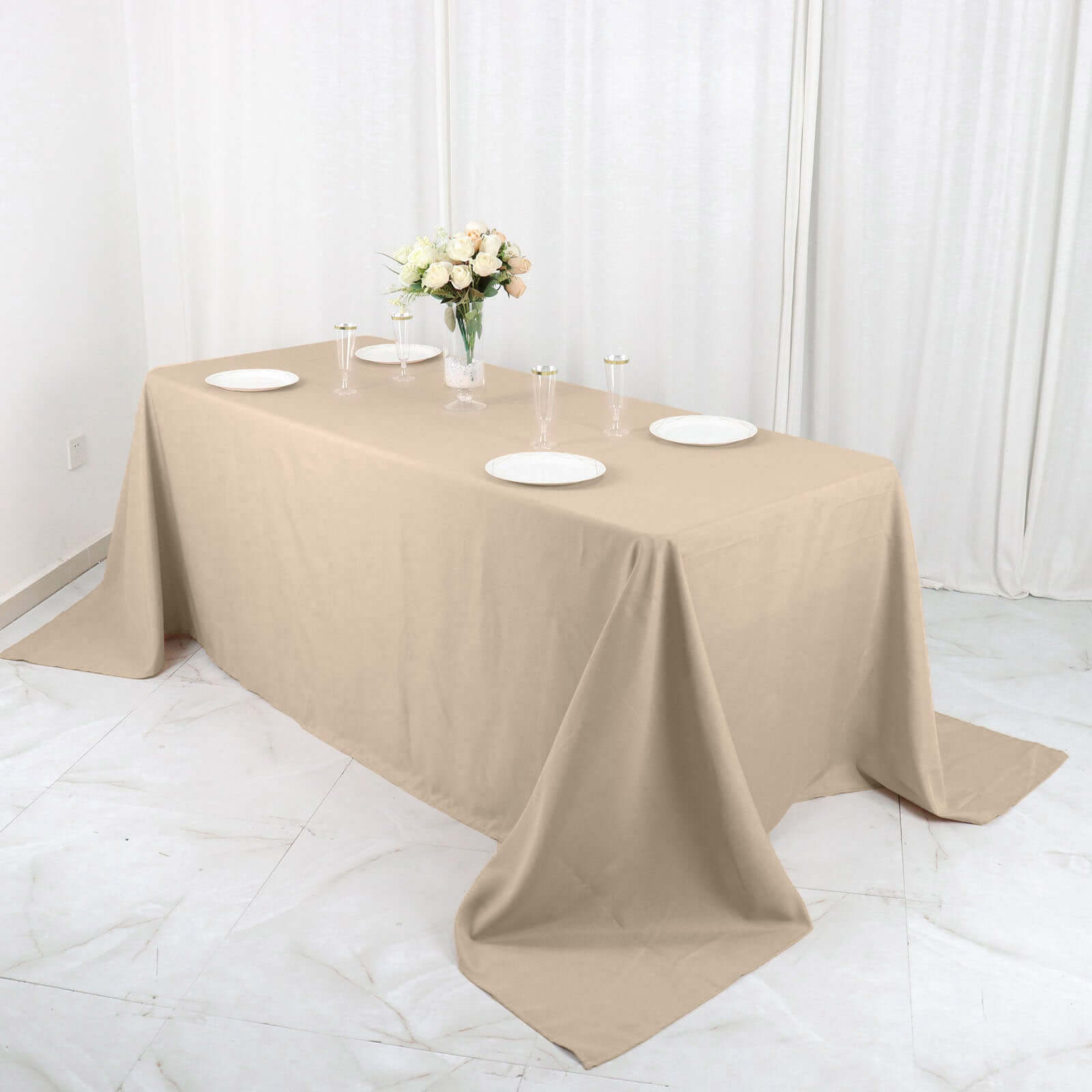 Polyester 90x132 Rectangle Tablecloth Nude - Seamless Wrinkle-Resistant Table Cover