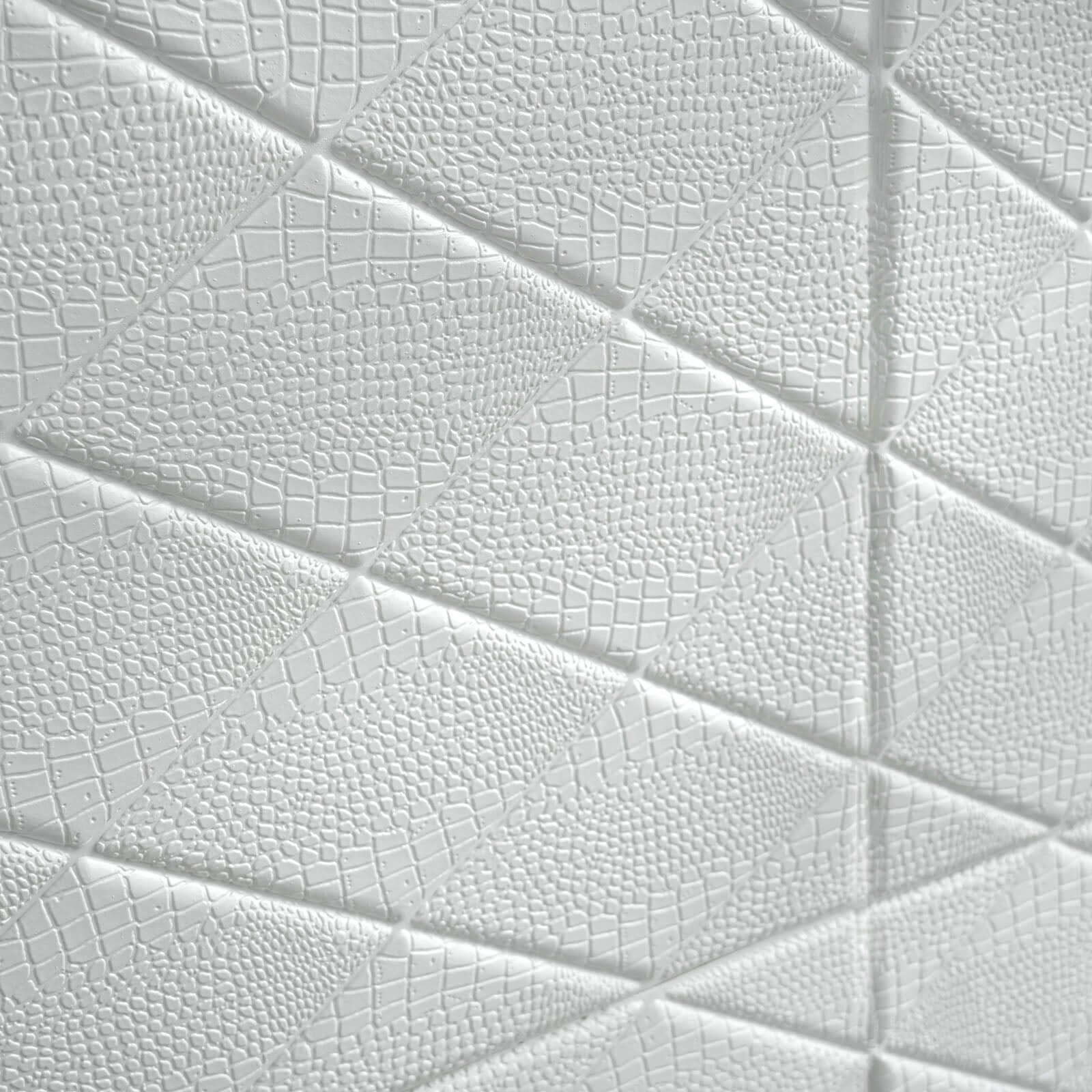 10 Pack 40 Sq ft 3D White Foam Self Adhesive Wall Panels - Alligator Skin Design