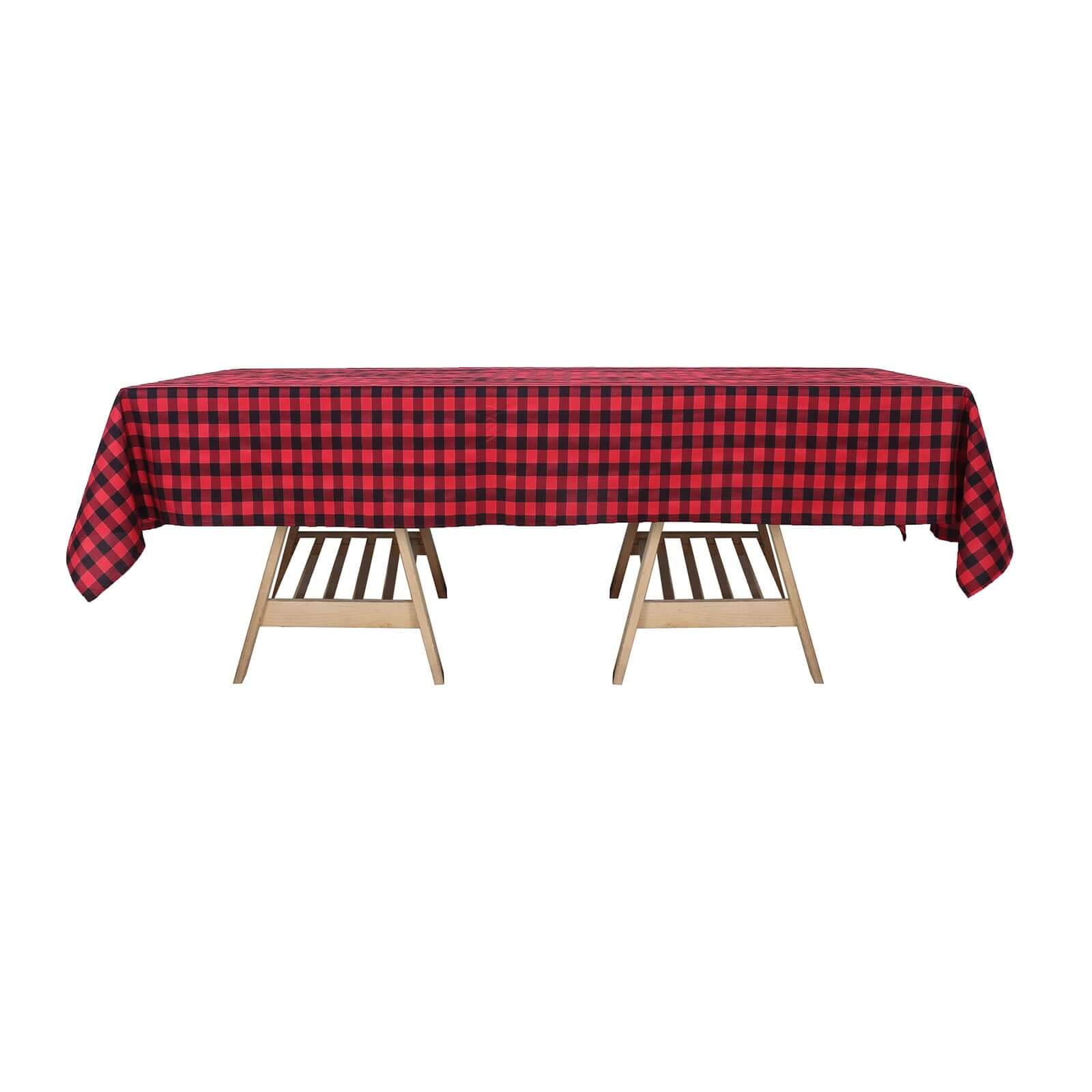 Polyester 60x102 Rectangle Tablecloth Black/Red - Checkered Buffalo Plaid Design for Everyday Use