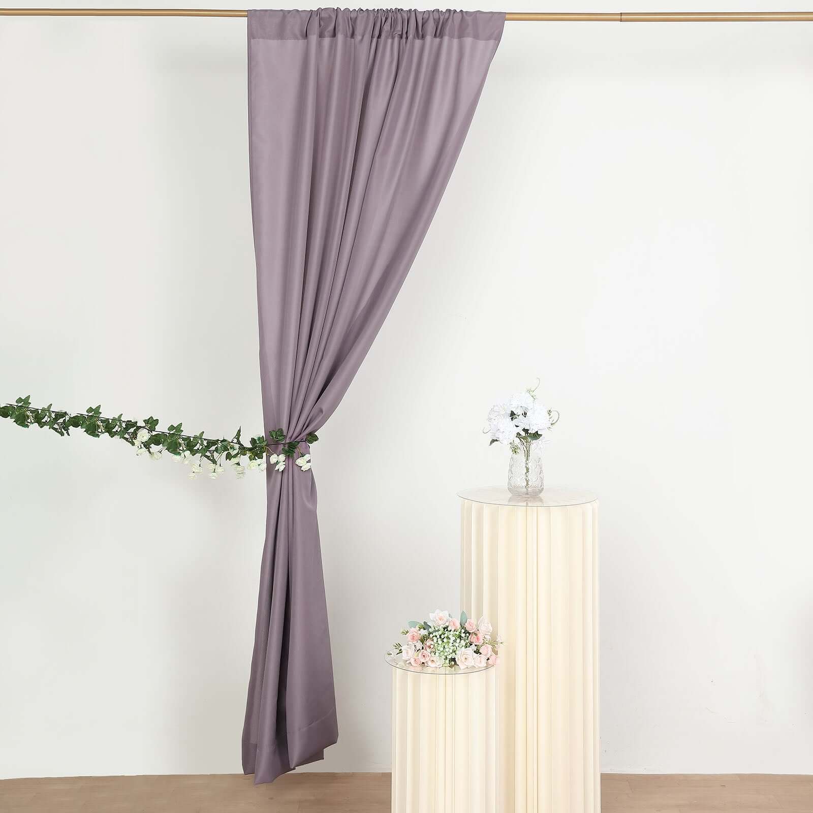 2 Pack Violet Amethyst Polyester Event Curtain Drapes, 10ftx8ft Backdrop Event Panels With Rod Pockets 130 GSM