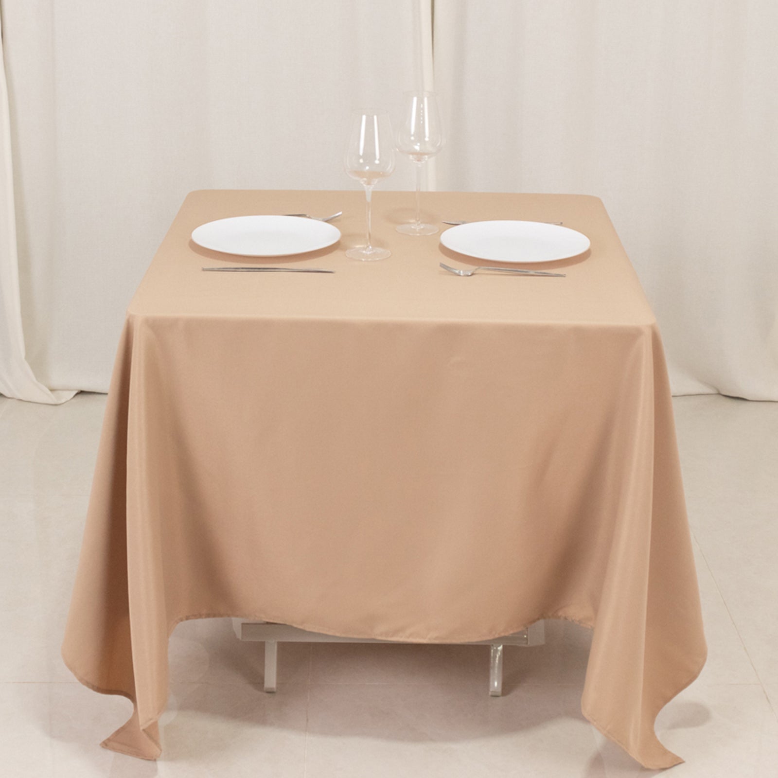 Premium Polyester Square Tablecloth 70x70 Nude 220GSM Wrinkle-Resistant Table Cover