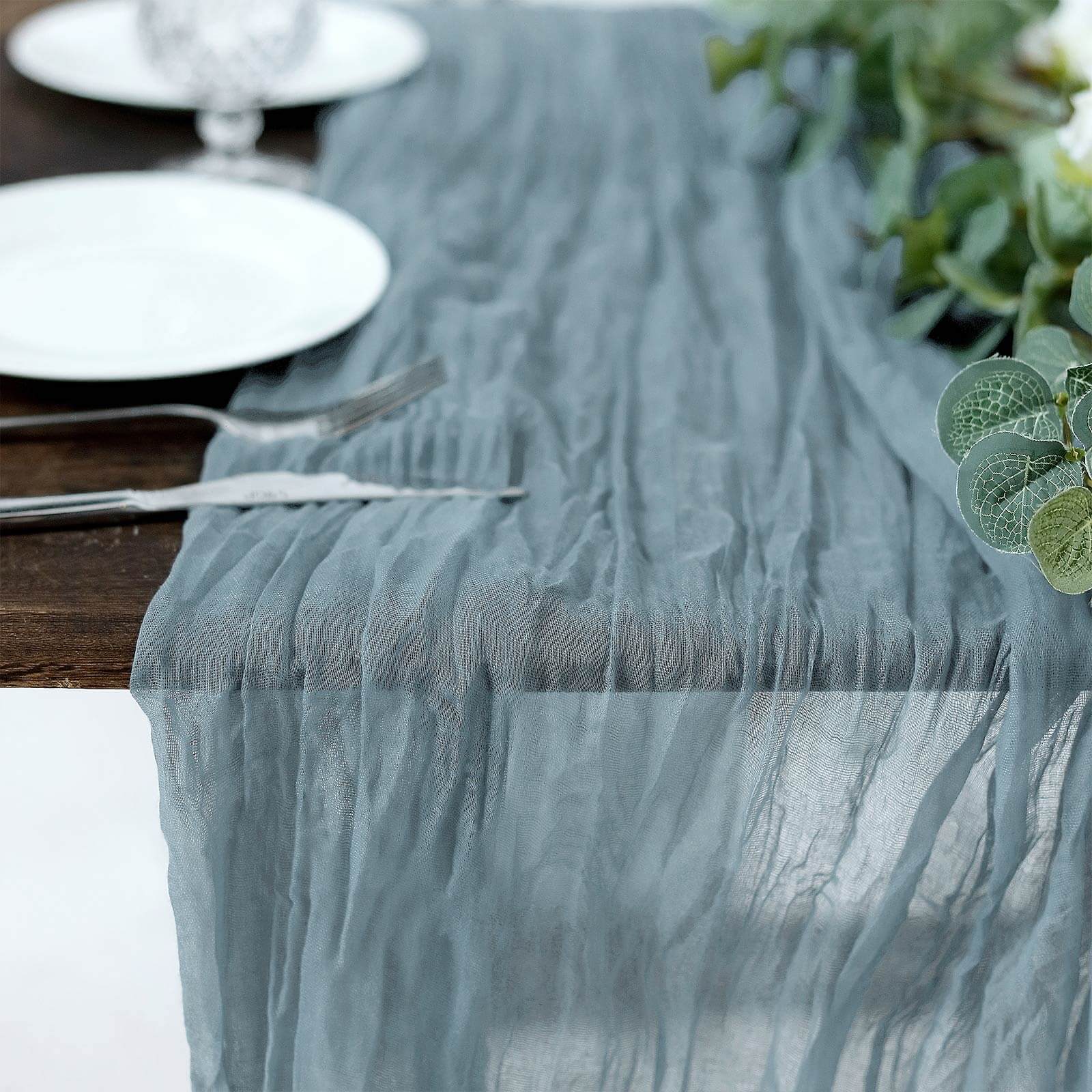 Gauze Cheesecloth 10ft Table Runner Dusty Blue - Rustic Boho Style