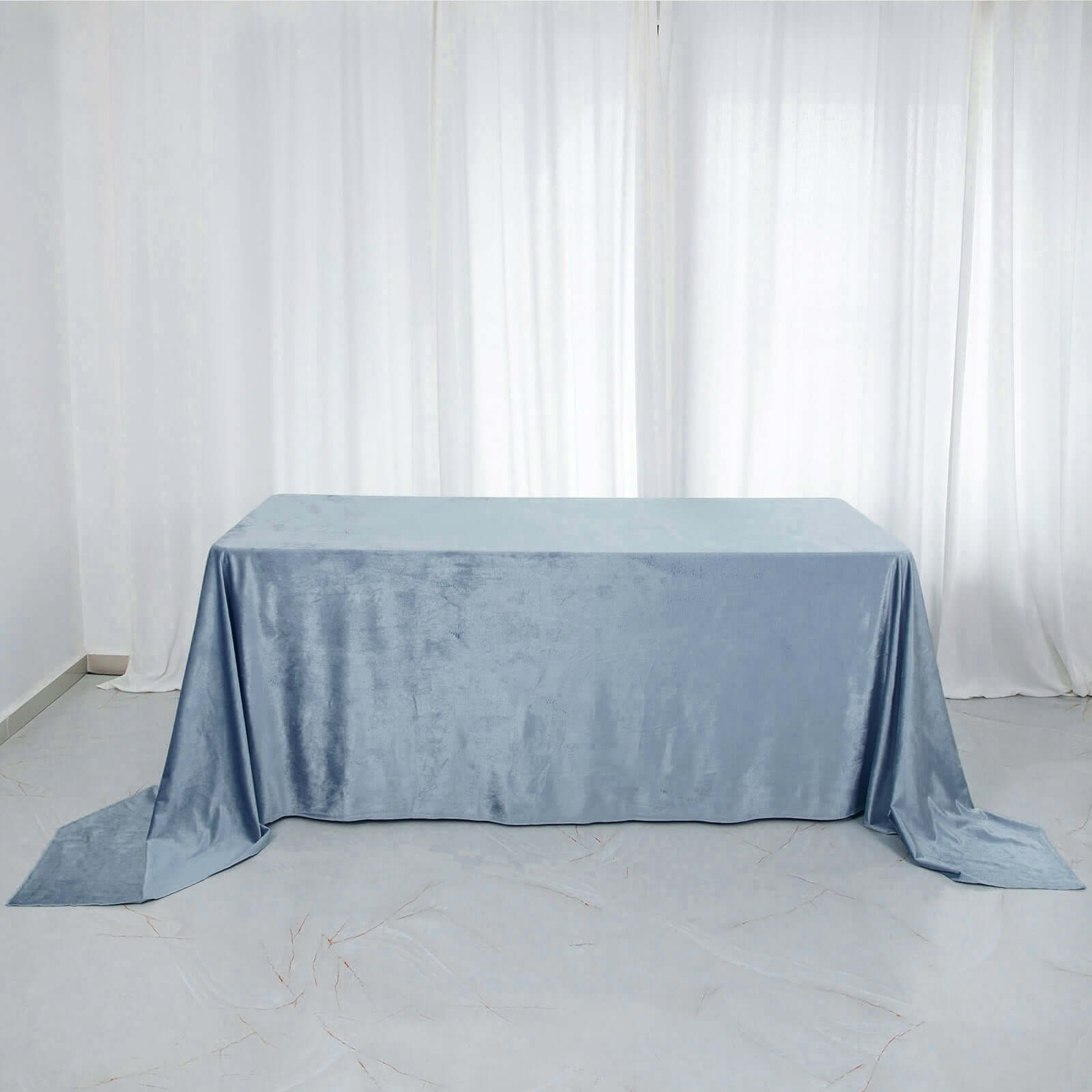 Premium Velvet 90x132 Rectangle Tablecloth Dusty Blue - Reusable Soft & Seamless Table Cover