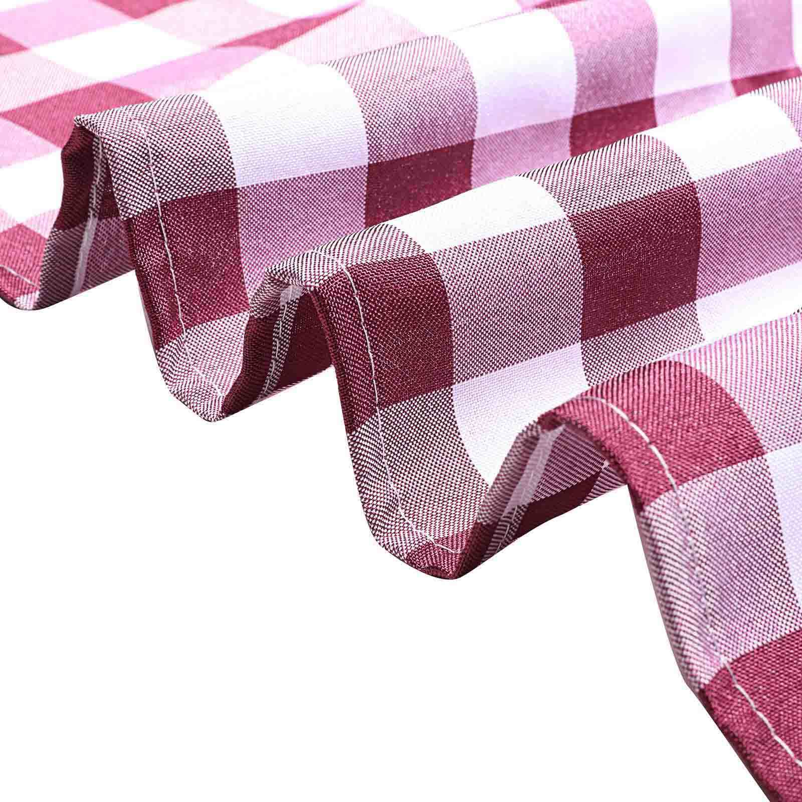 Polyester 14x108 Table Runner Burgundy/White - Gingham Plaid Design