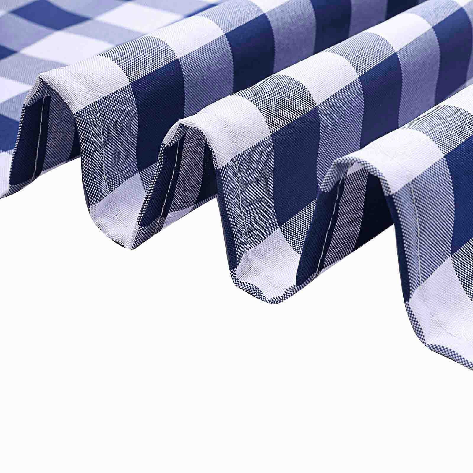 Polyester 60x126 Rectangle Tablecloth White/Navy Blue - Buffalo Plaid Checkered Table Cover