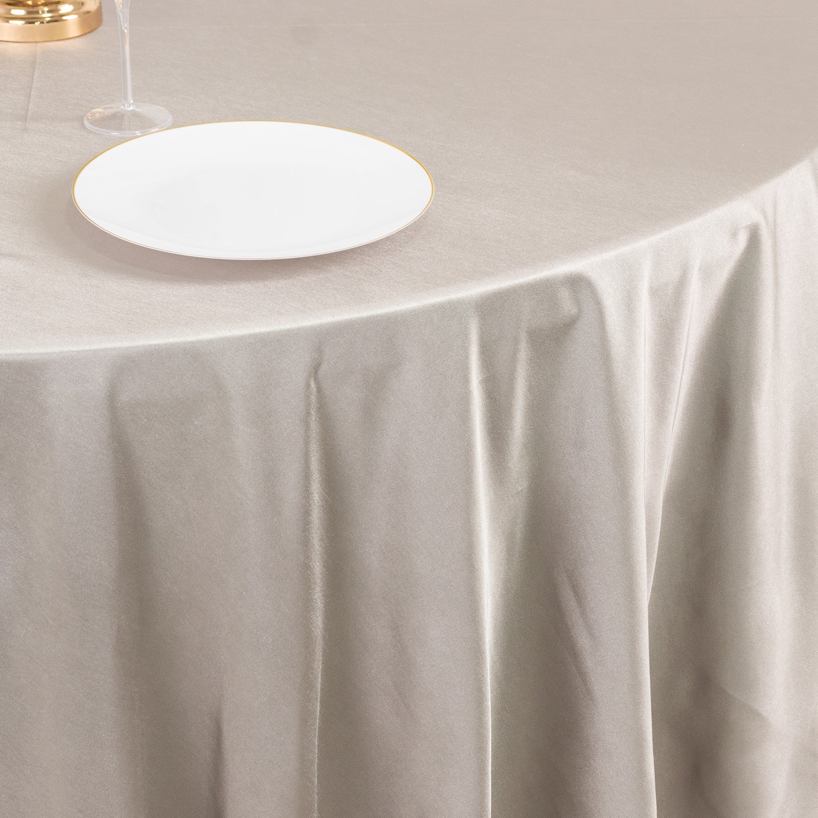 Premium Scuba Round 108 Tablecloth Shimmering Silver - Wrinkle Free & Stain Resistant Table Cover