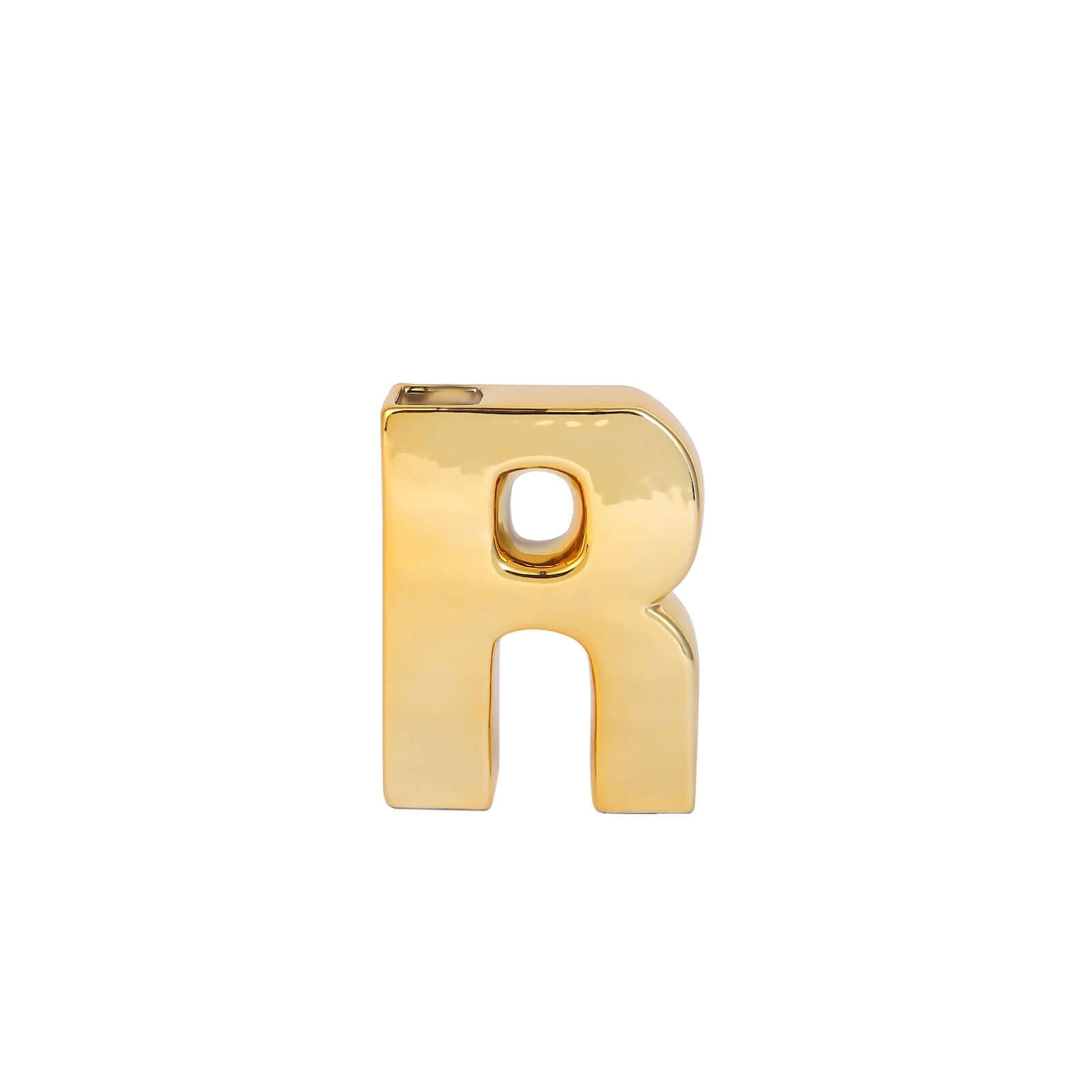 Shiny Ceramic Vase Letter R Gold Plated - Chic Bud Planter Pot for Events & Decor 6