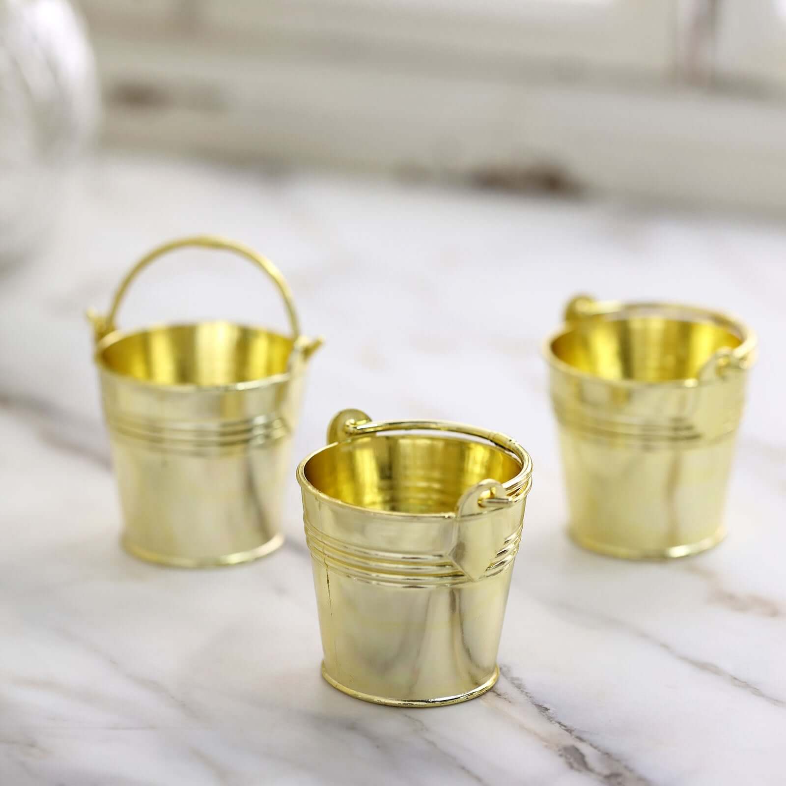 12 Pack 2 Gold Mini Planter Treat Party Favor Boxes, Small Pail Bucket Candy Container Gift Boxes