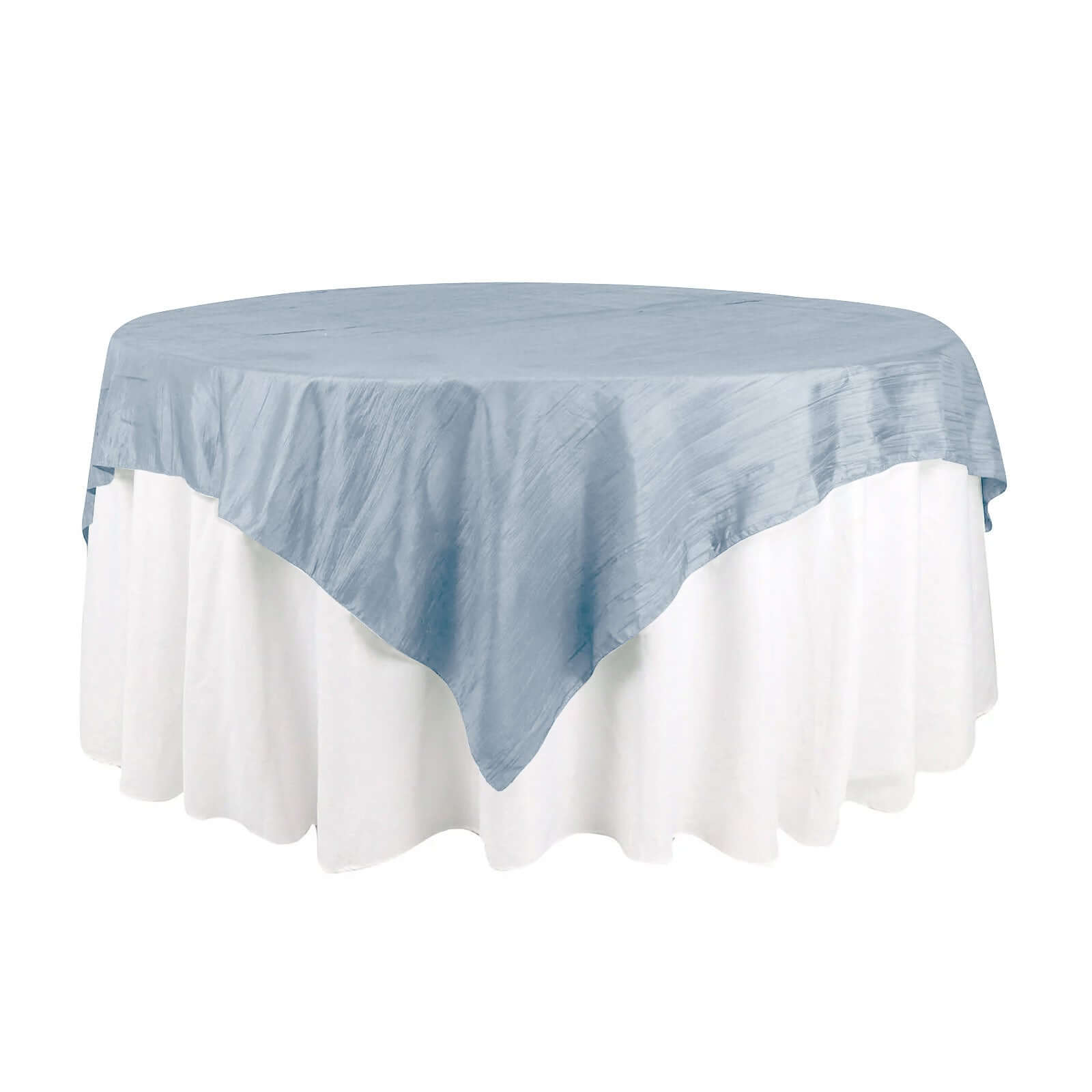 Taffeta 72x72 Table Overlay Square Tablecloth Dusty Blue - Accordion Crinkle Table Cover