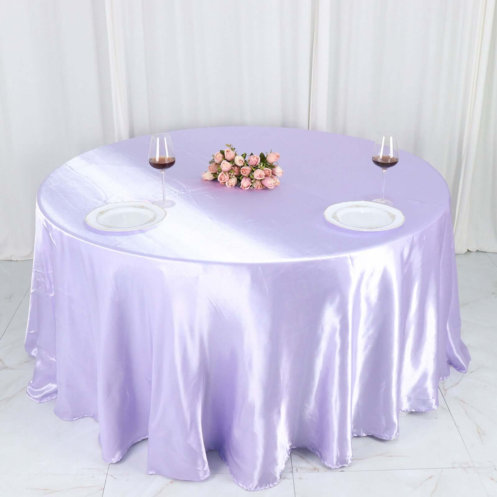 Satin 120 Round Tablecloth Lavender Lilac - Stylish Seamless Table Cover