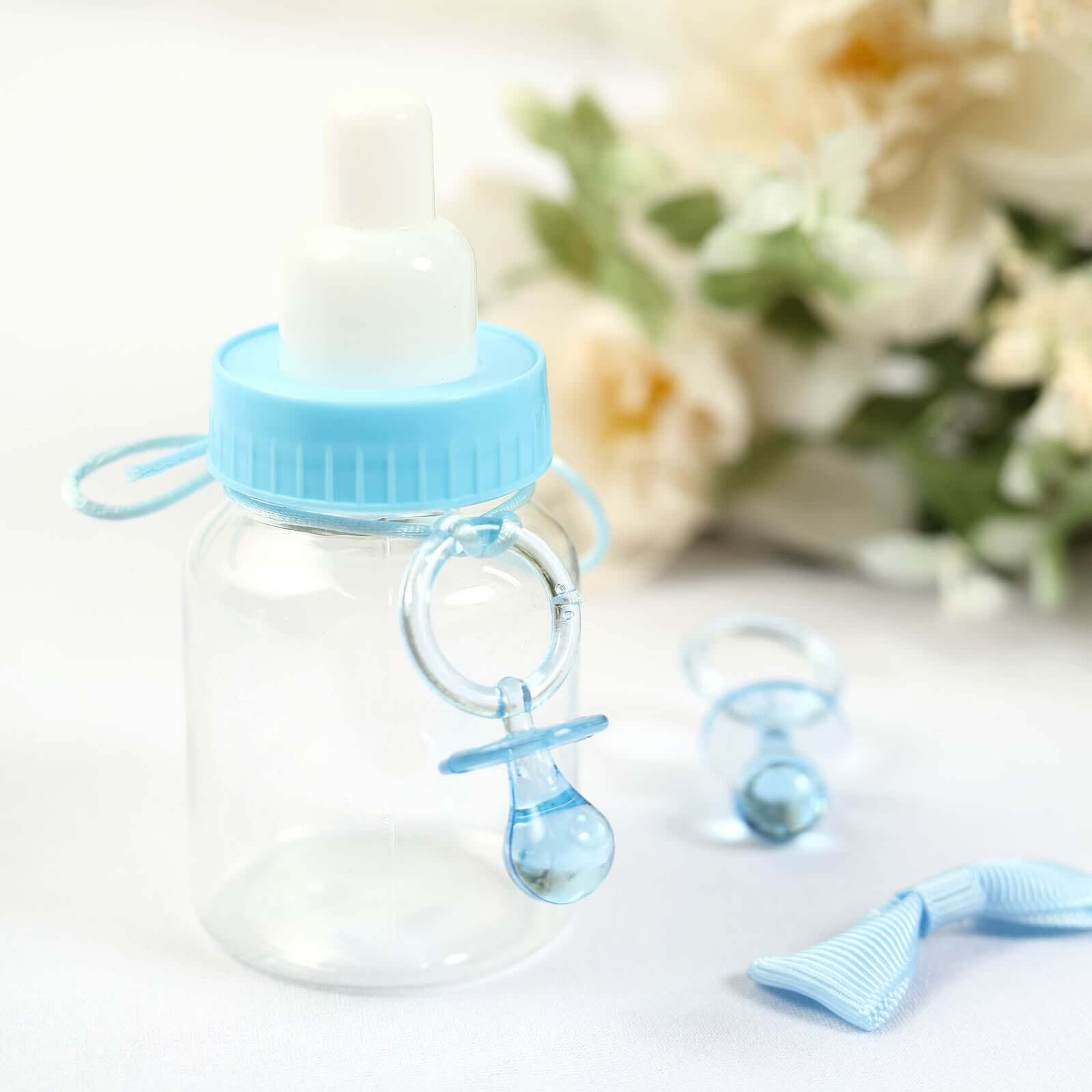 12 Pack Small Blue Decorative Baby Pacifiers, Baby Shower Favors