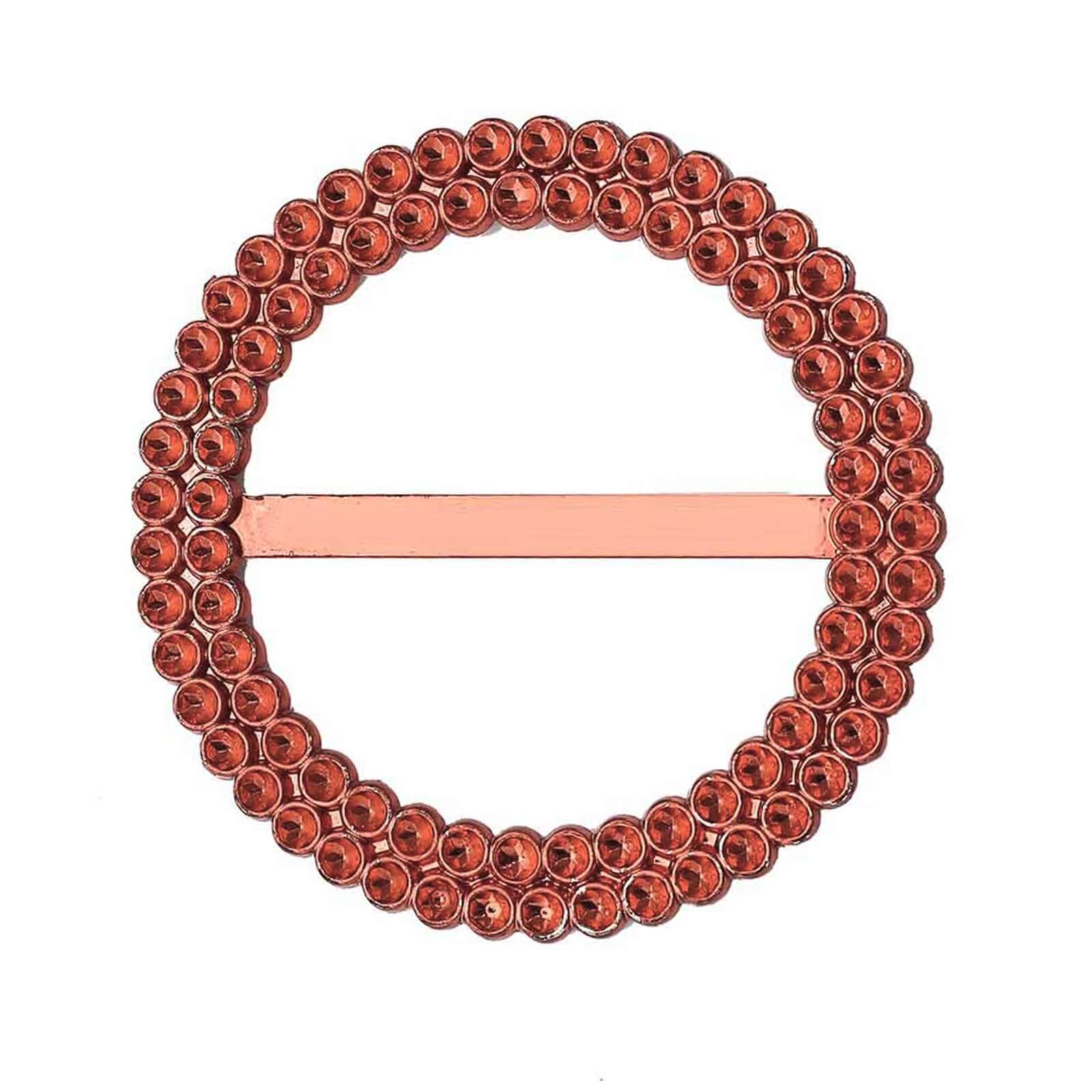 20 Pack Diamond Round Chair Sash Band Buckle Pins Terracotta (Rust) - Timeless Rhinestone Napkin Rings 2.5