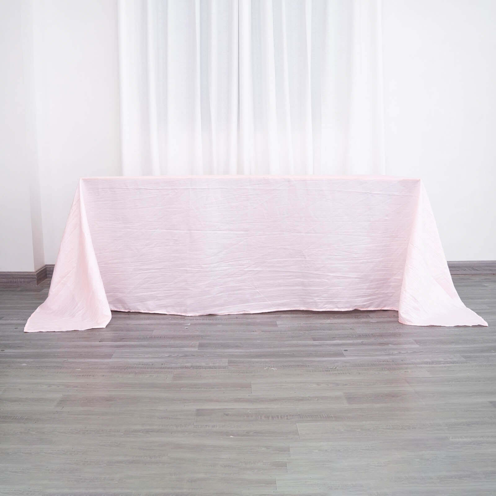 Taffeta 90x132 Rectangle Tablecloth Blush - Seamless Accordion Crinkle Table Cover