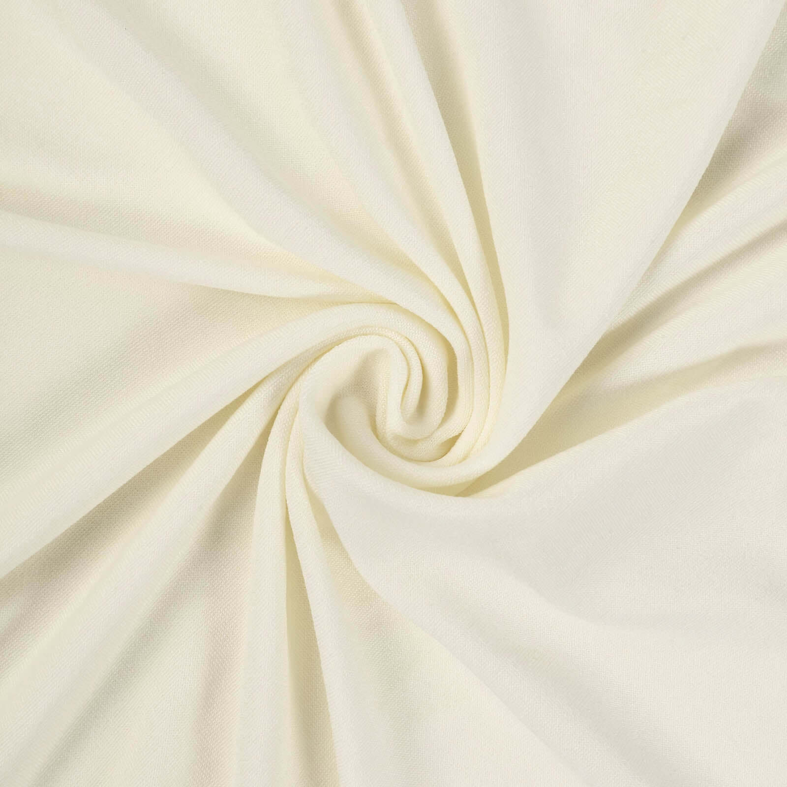 Spandex 32 Round Cocktail Table Cover Skirt Ivory With Natural Wavy Drapes