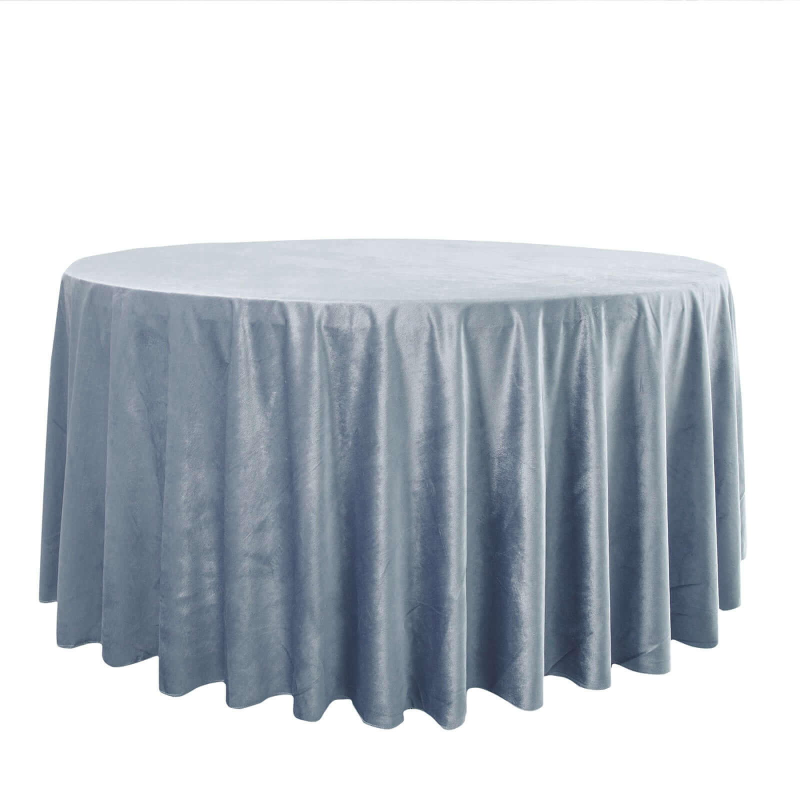 Premium Velvet 120 Round Tablecloth Dusty Blue - Reusable Soft & Seamless Table Cover